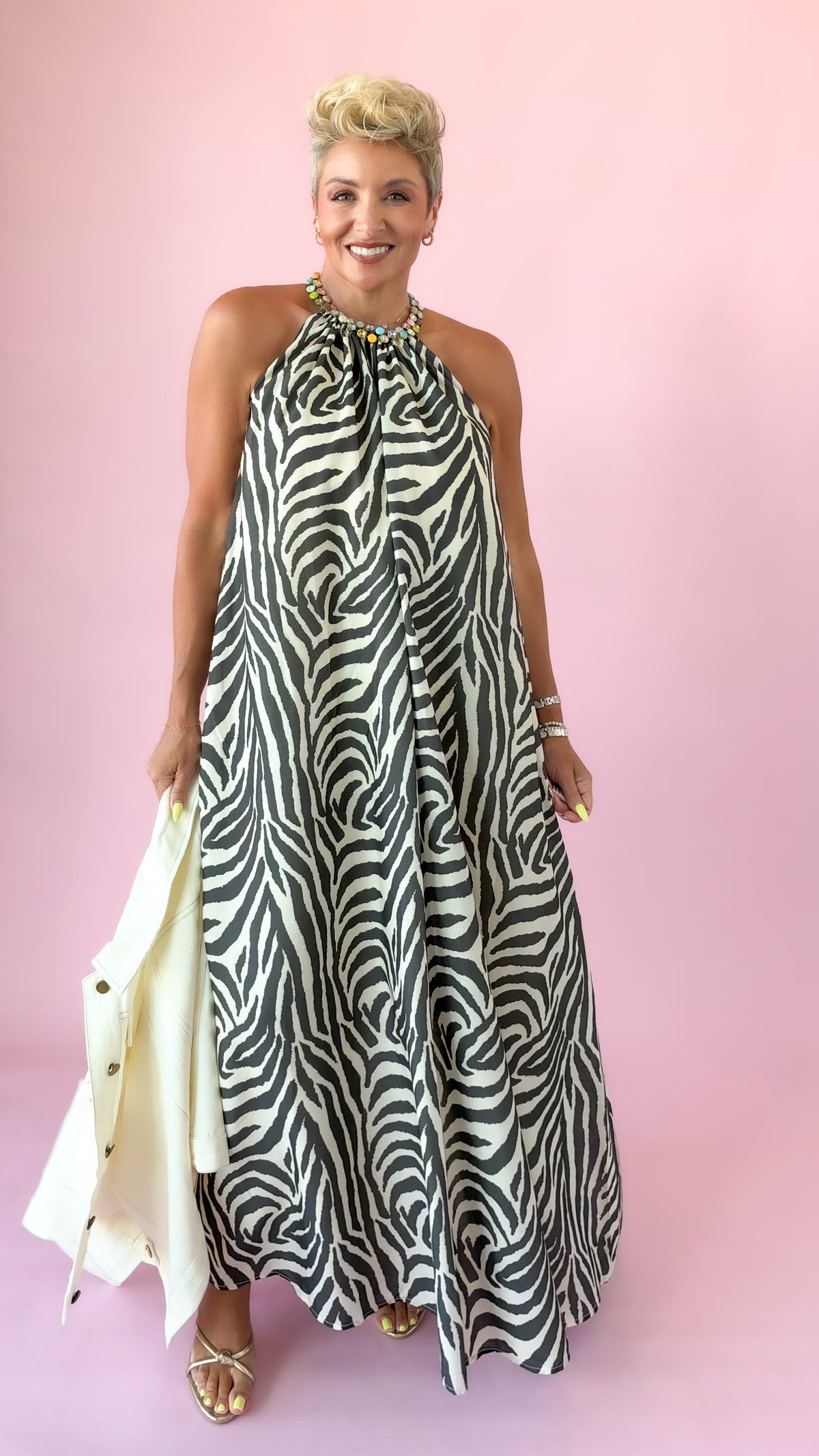 Cream Zebra Duster Dress