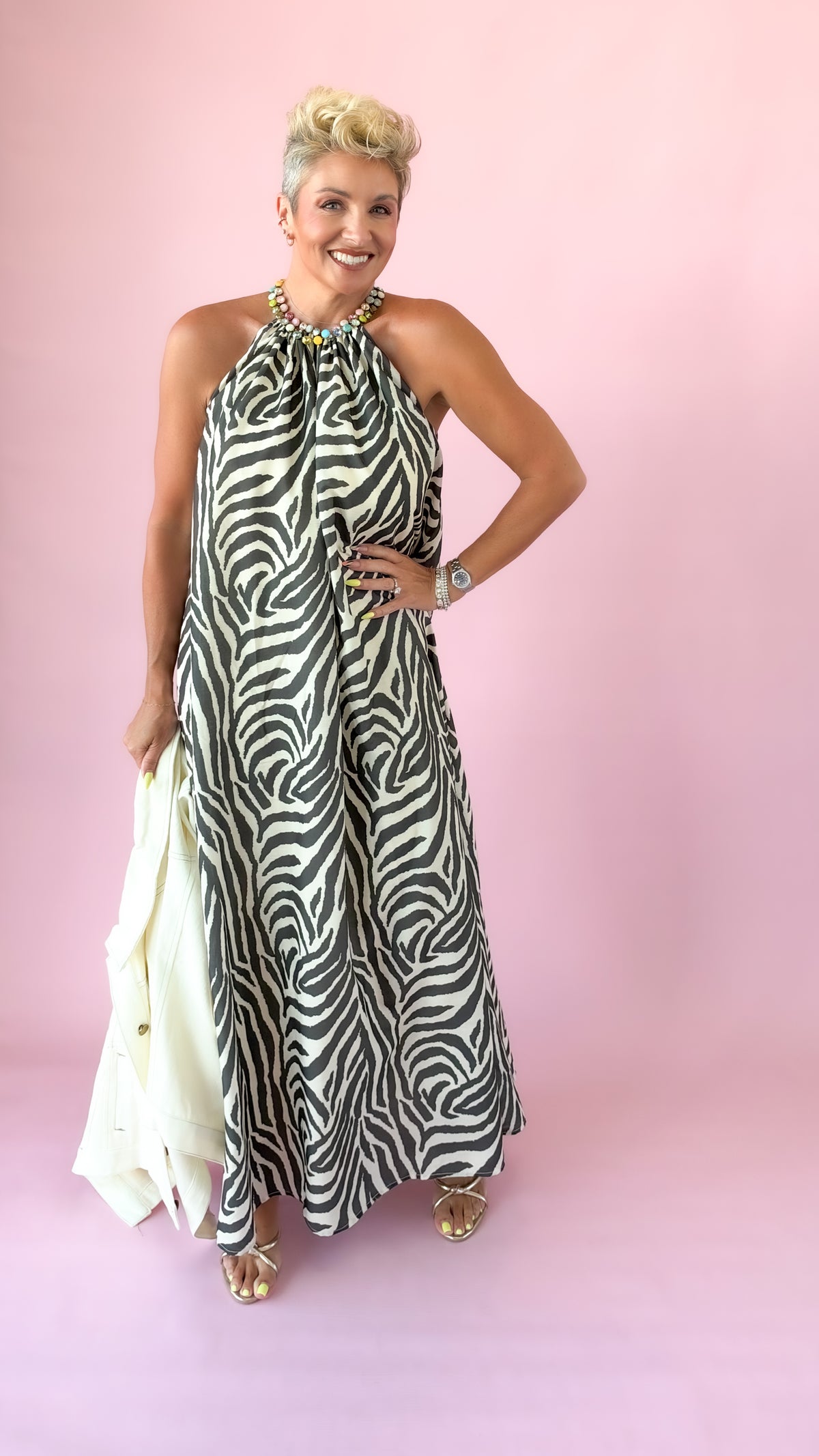 Cream Zebra Duster Dress