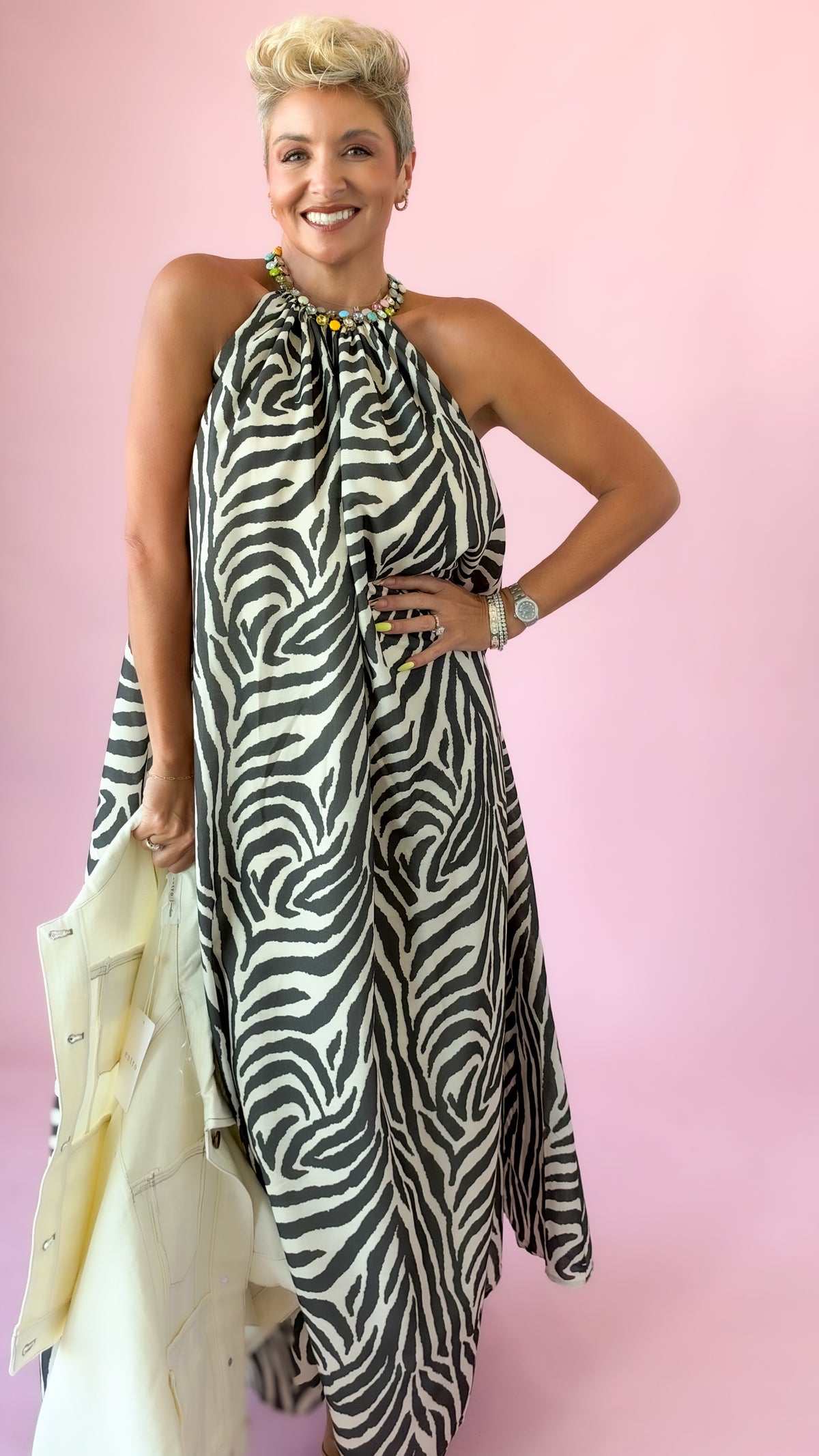 Cream Zebra Duster Dress