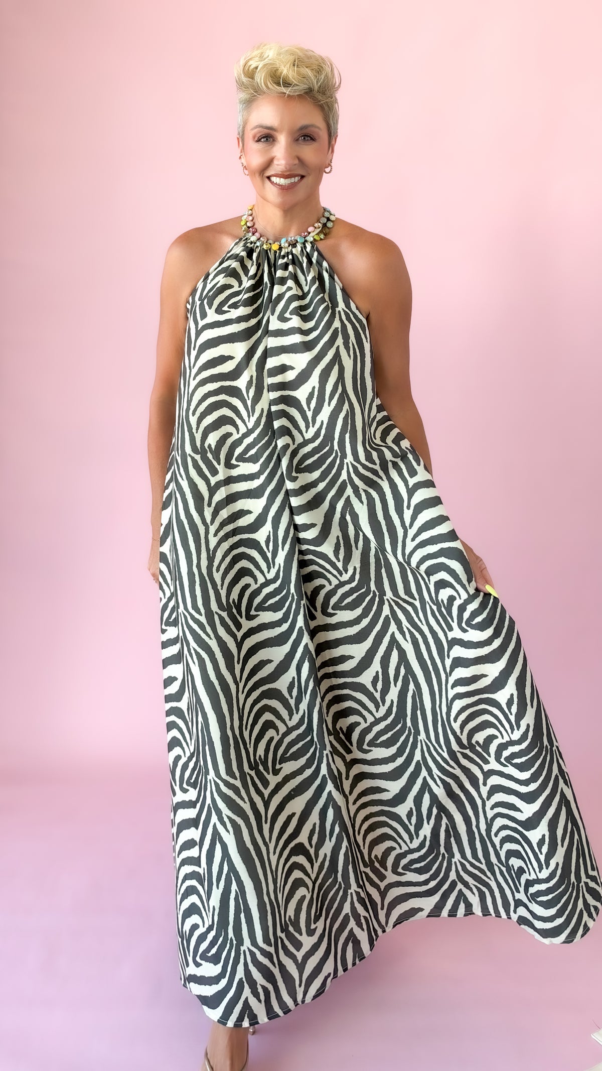 Cream Zebra Duster Dress