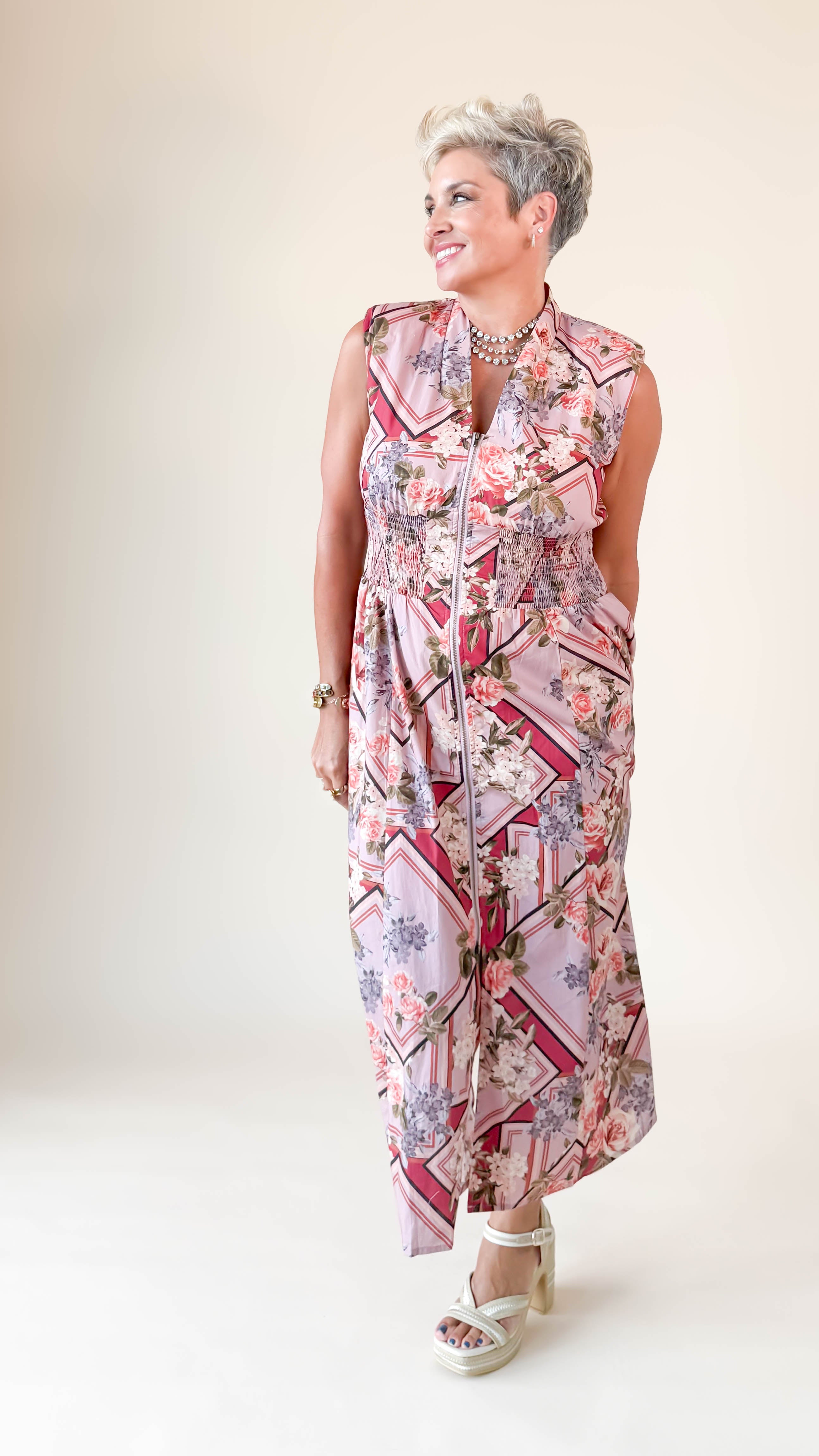 Julianna Floral Midi Dress/Mauve