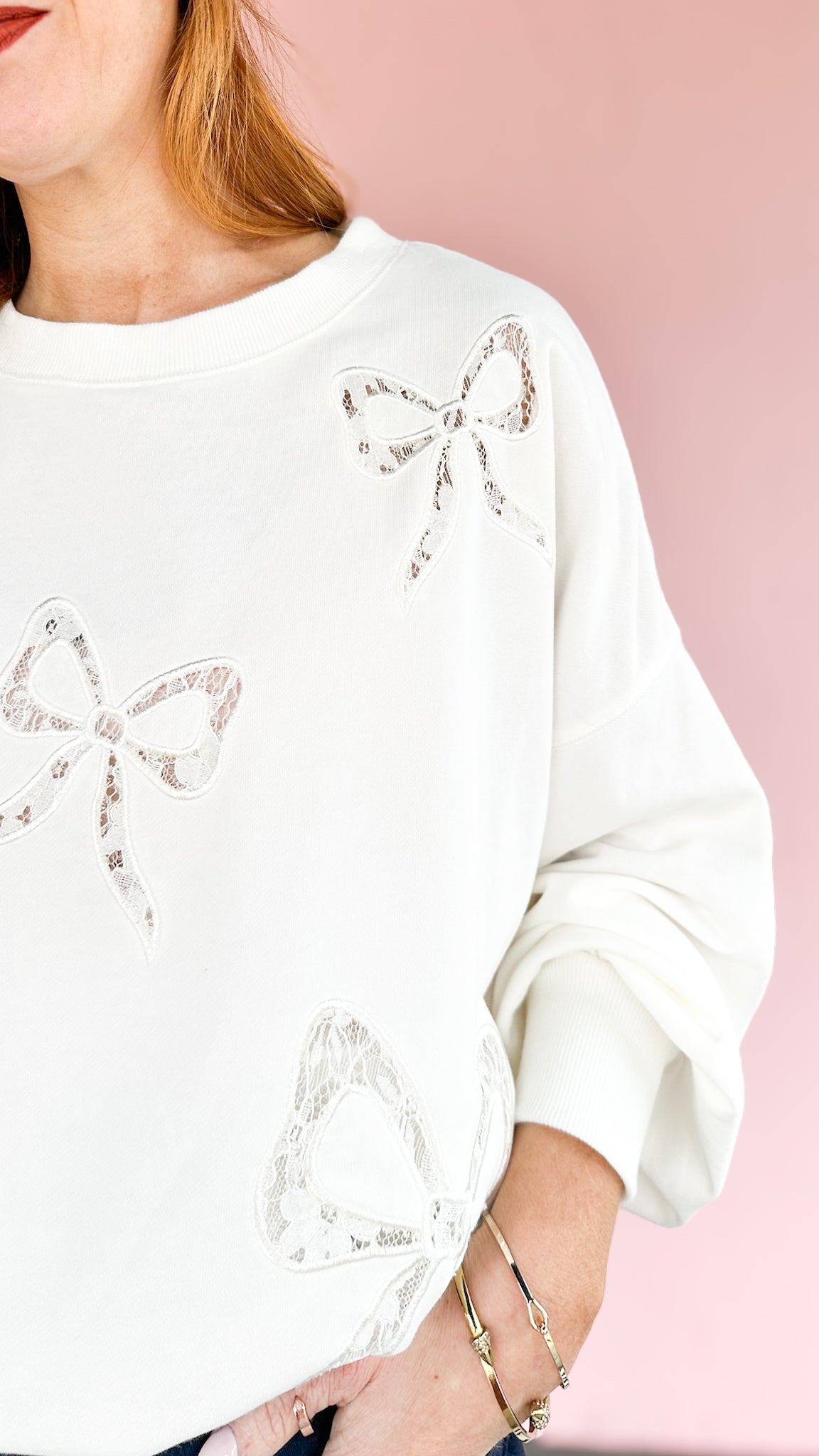 Reagan Lace Bow Sweatshirt