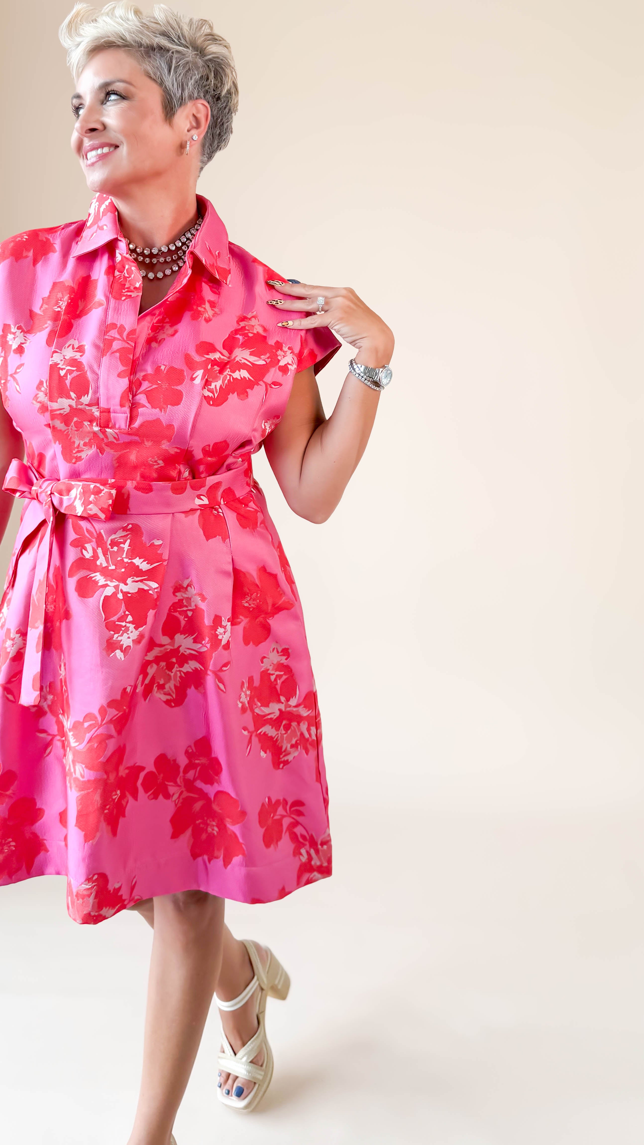 Brocade Fit & Flare Dress - Romance
