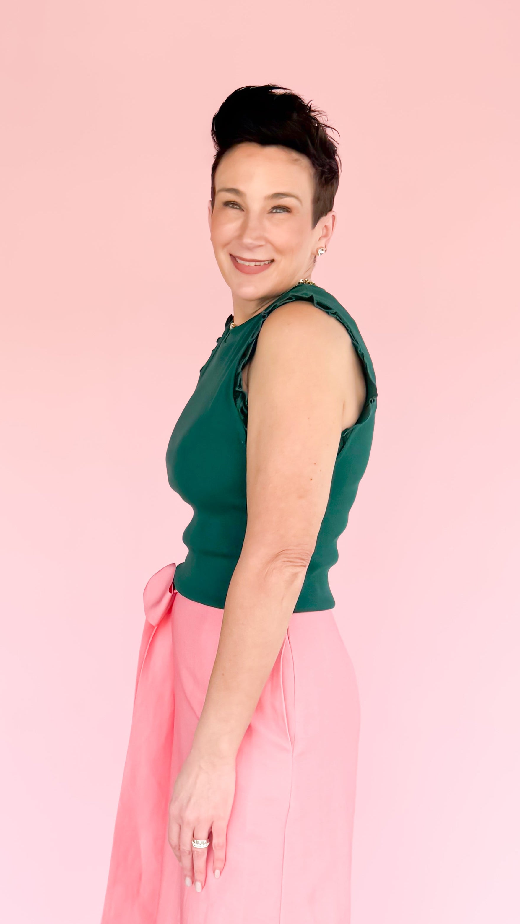 Bridgette Ruffled Sleeveless Top/Green - The BLVD