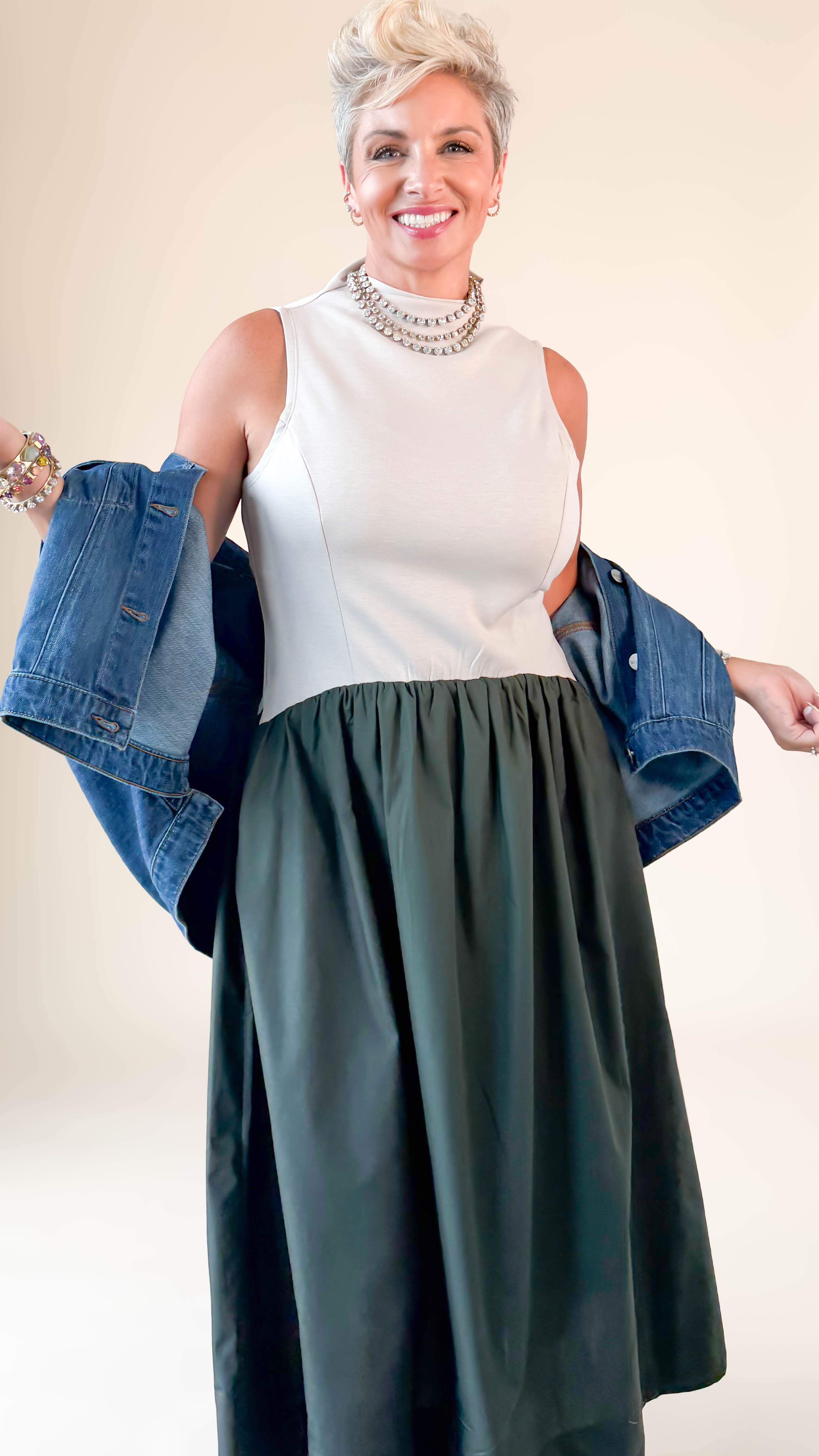 Angela Midi Dress/Olive