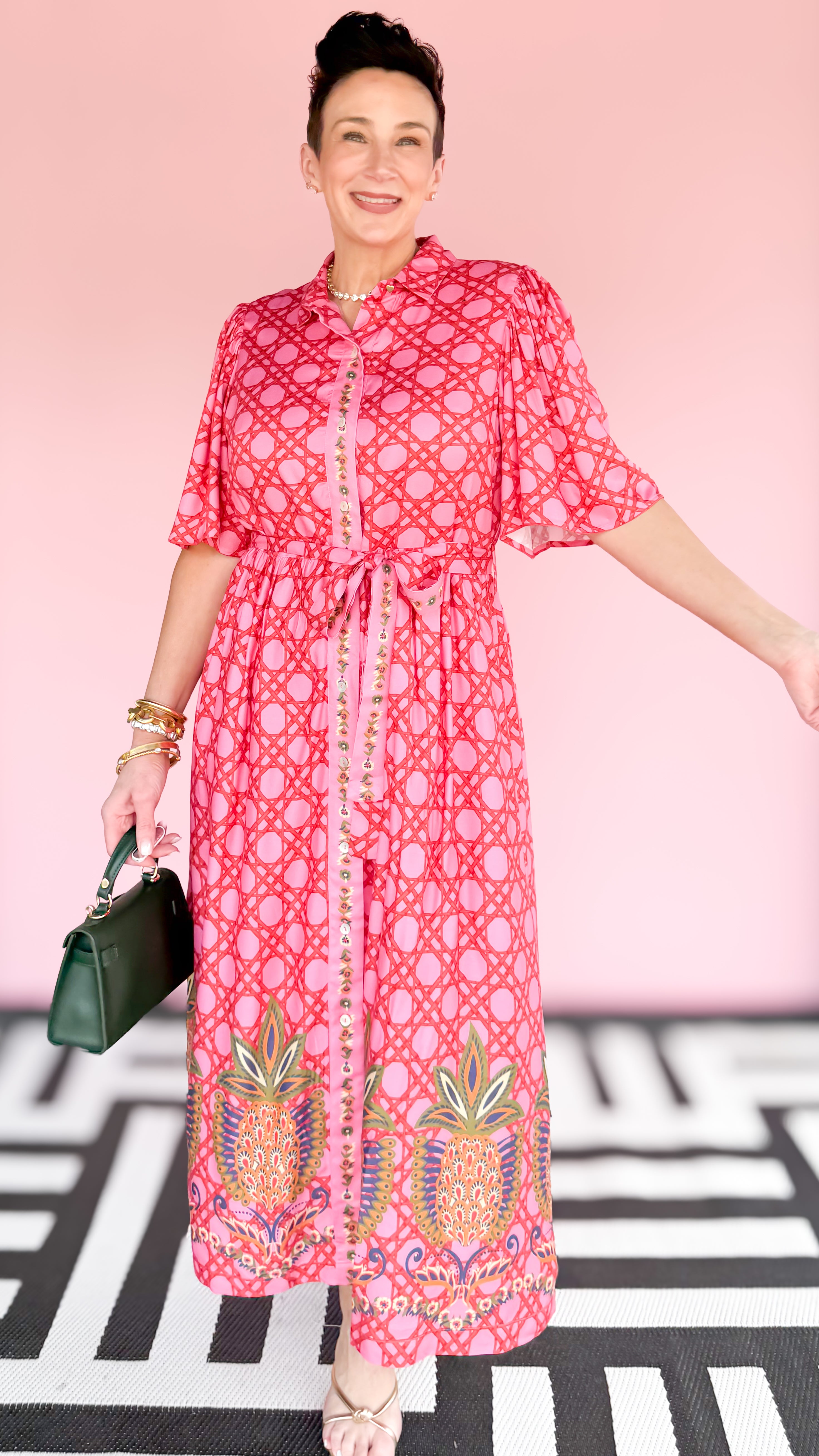 Melody print dress worn on model - side view - BLVD Boutik