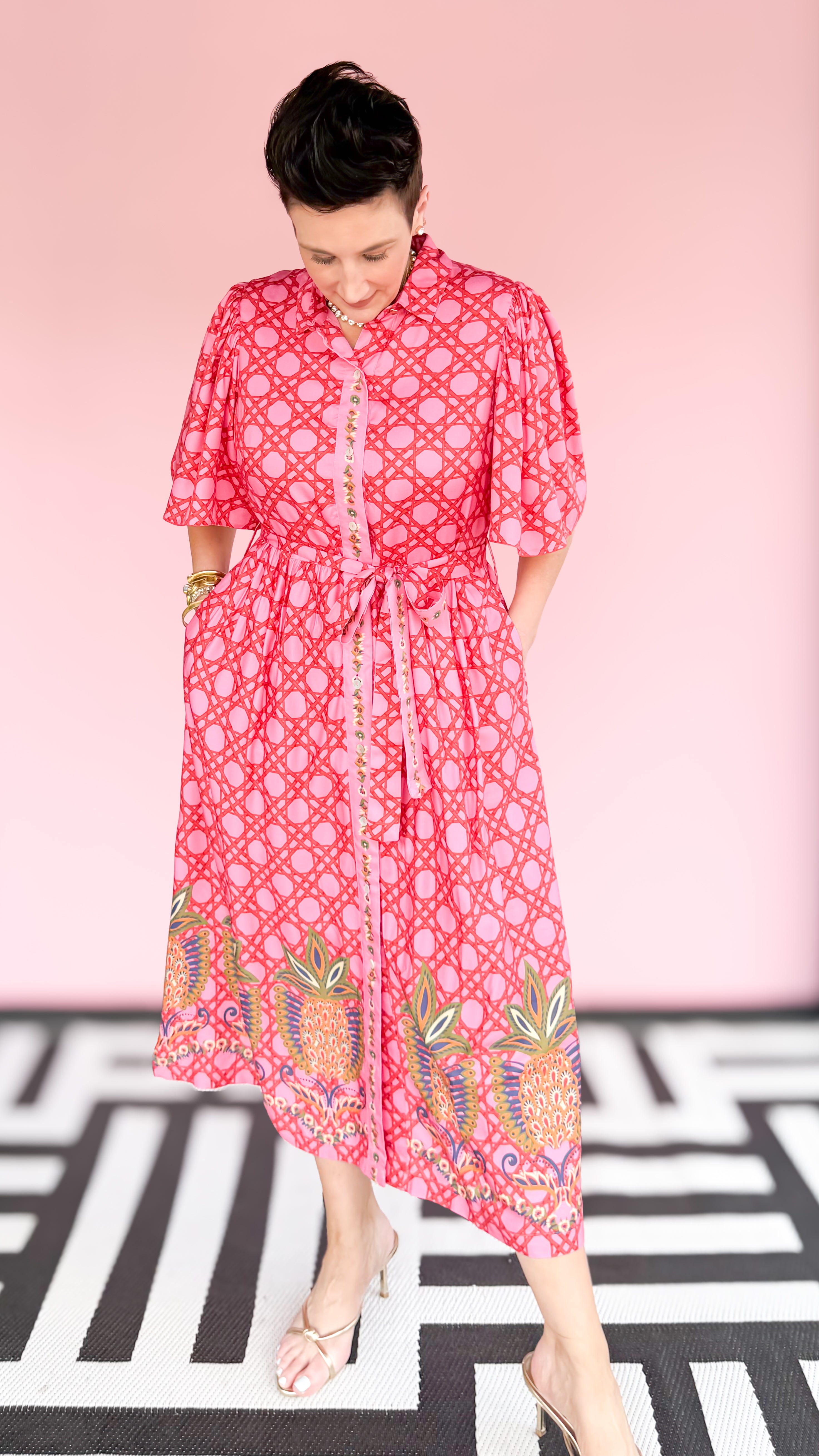 Melody print dress worn on model - styled view - BLVD Boutik