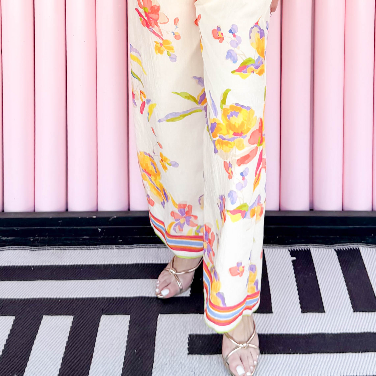 Nash Floral Flowy Wide Leg Pants | Cream Floral Pants | The BLVD
