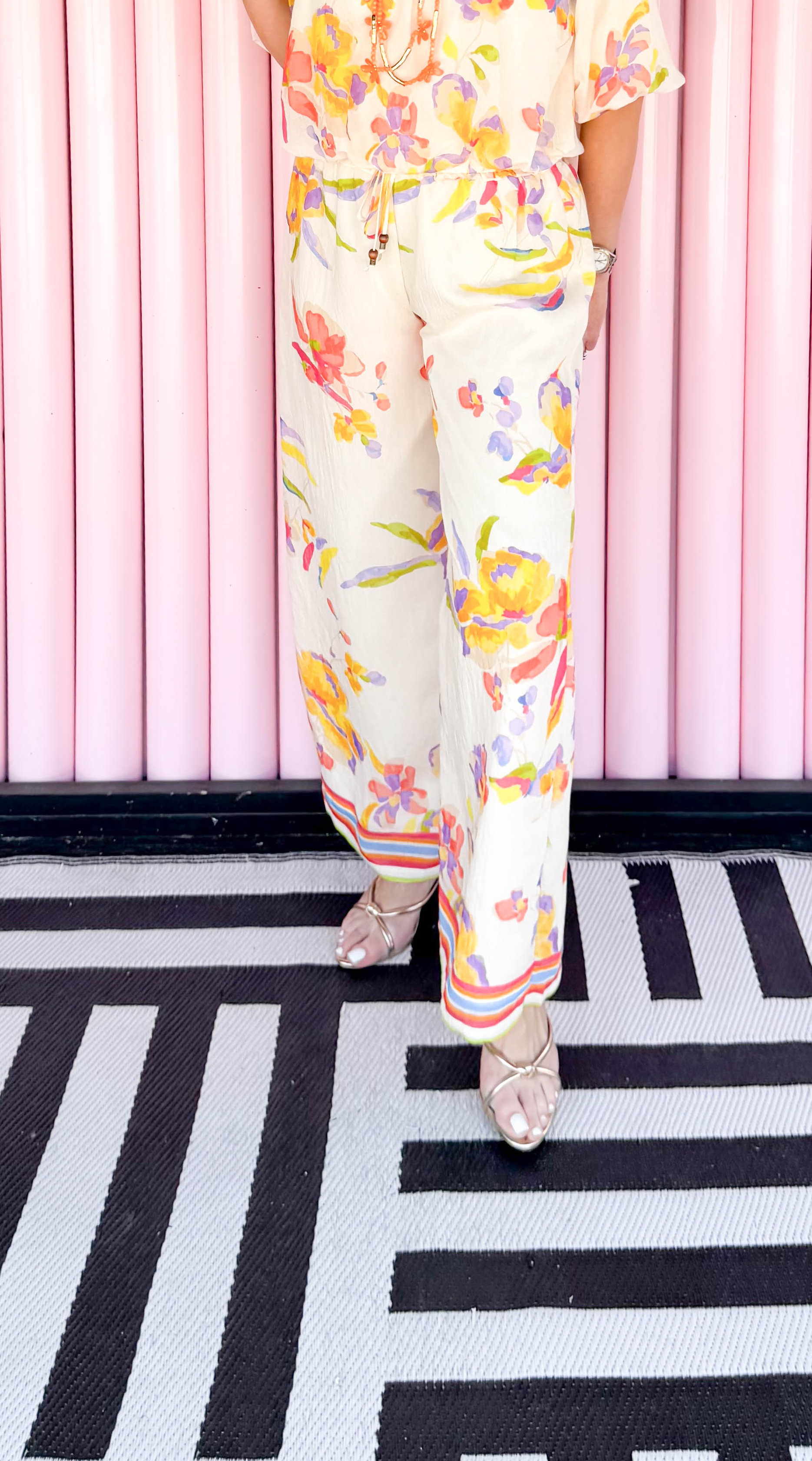 Nash Floral Flowy Pants/Cream