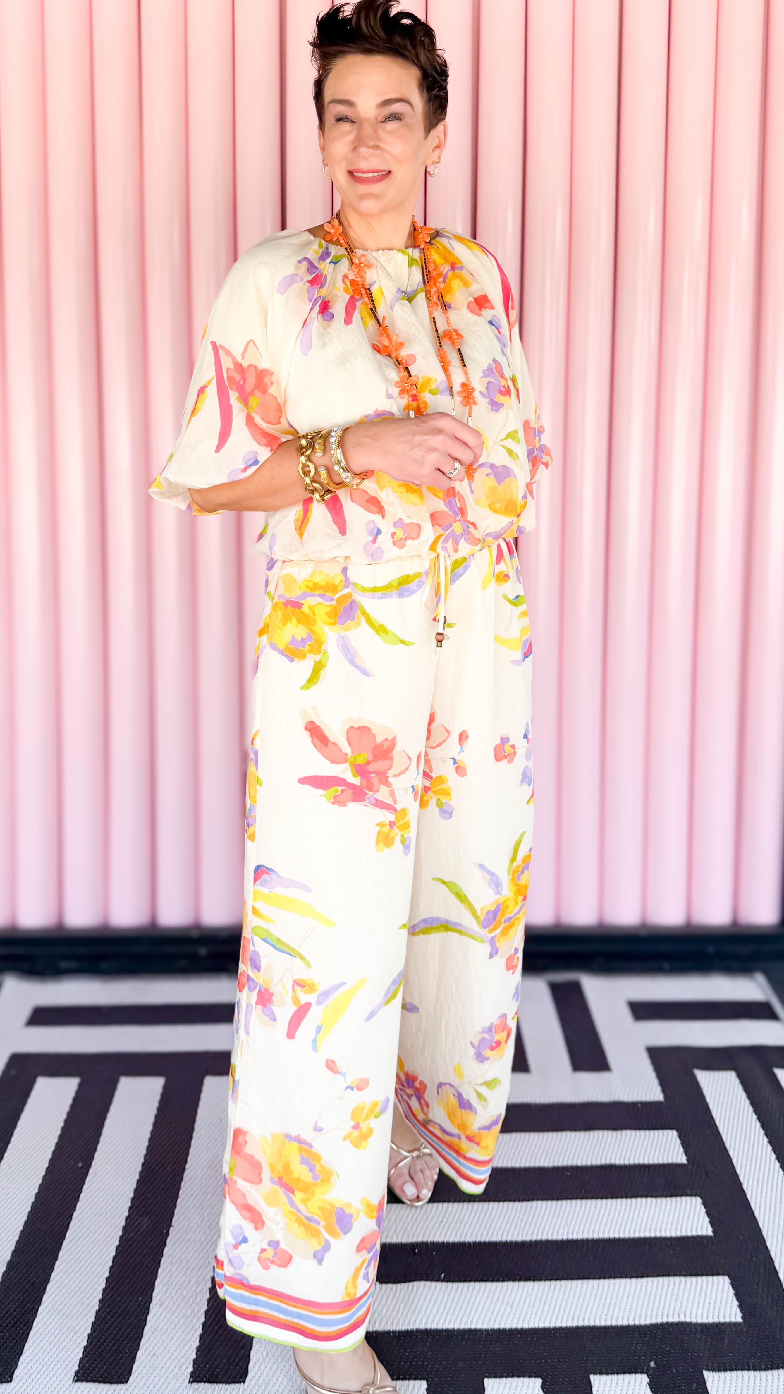 Nash Floral Flowy Pants/Cream