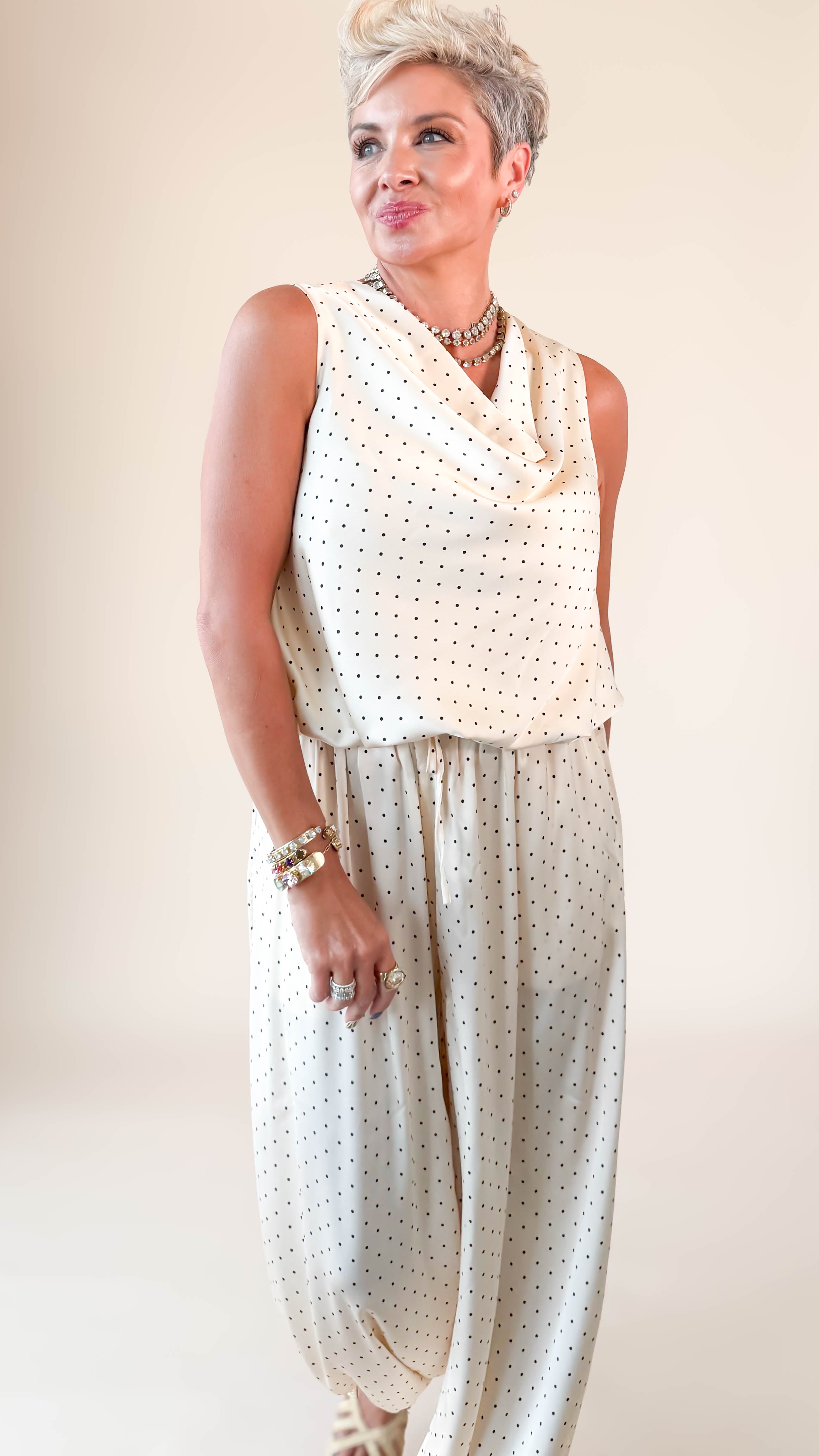 Cornelia Cowl Neck Balloon Top/Ivory