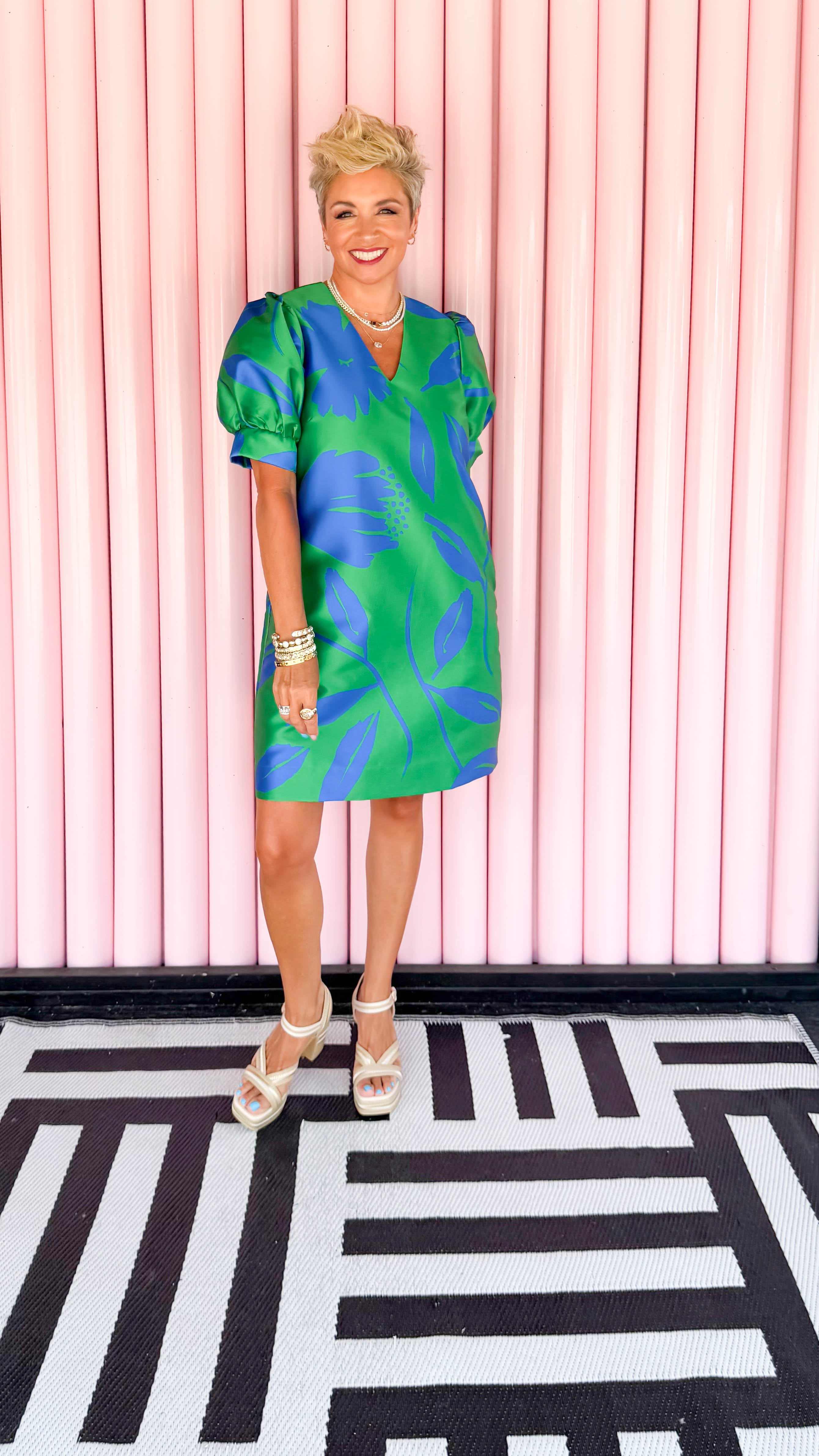 V-neck Puff Sleeve Dress