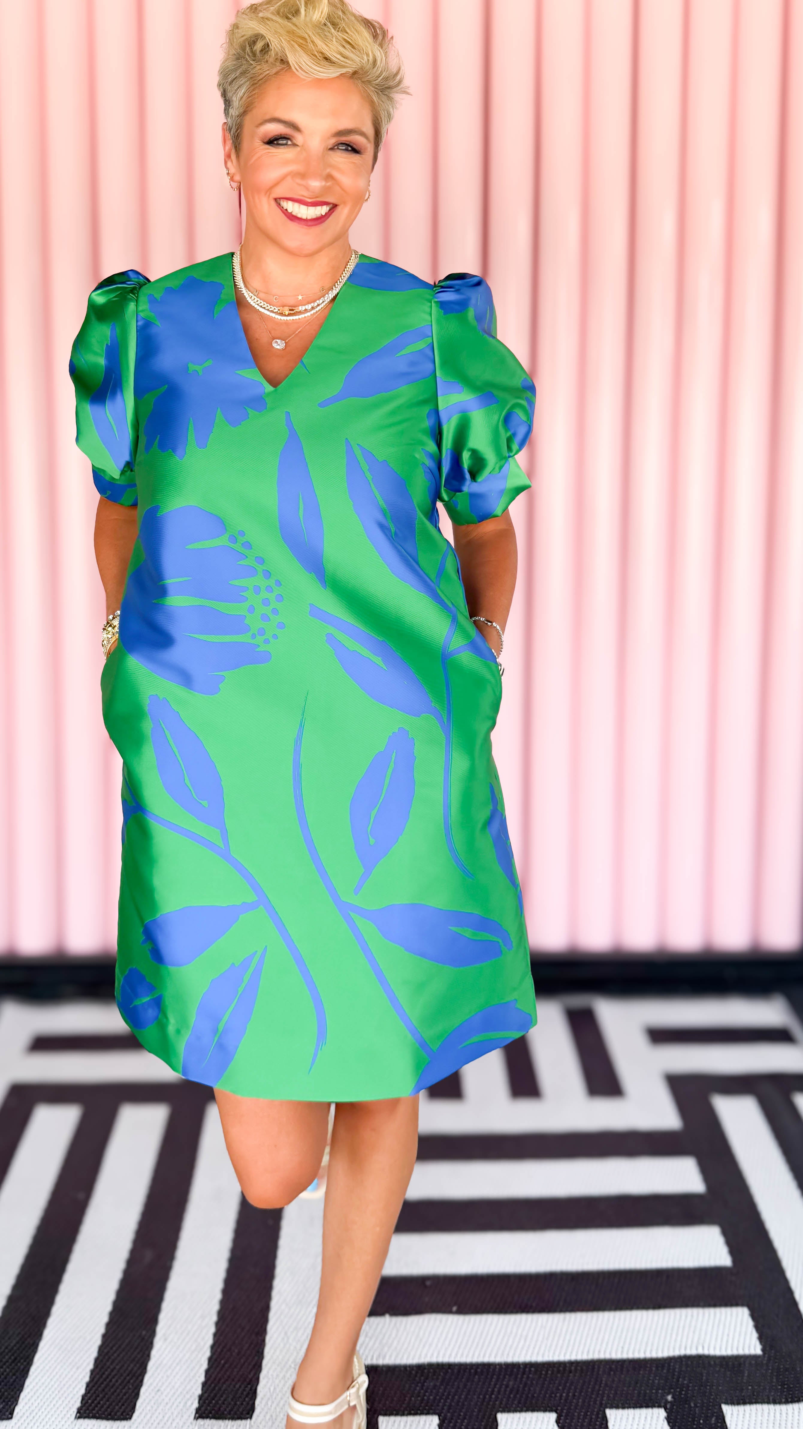 V-neck Puff Sleeve Dress