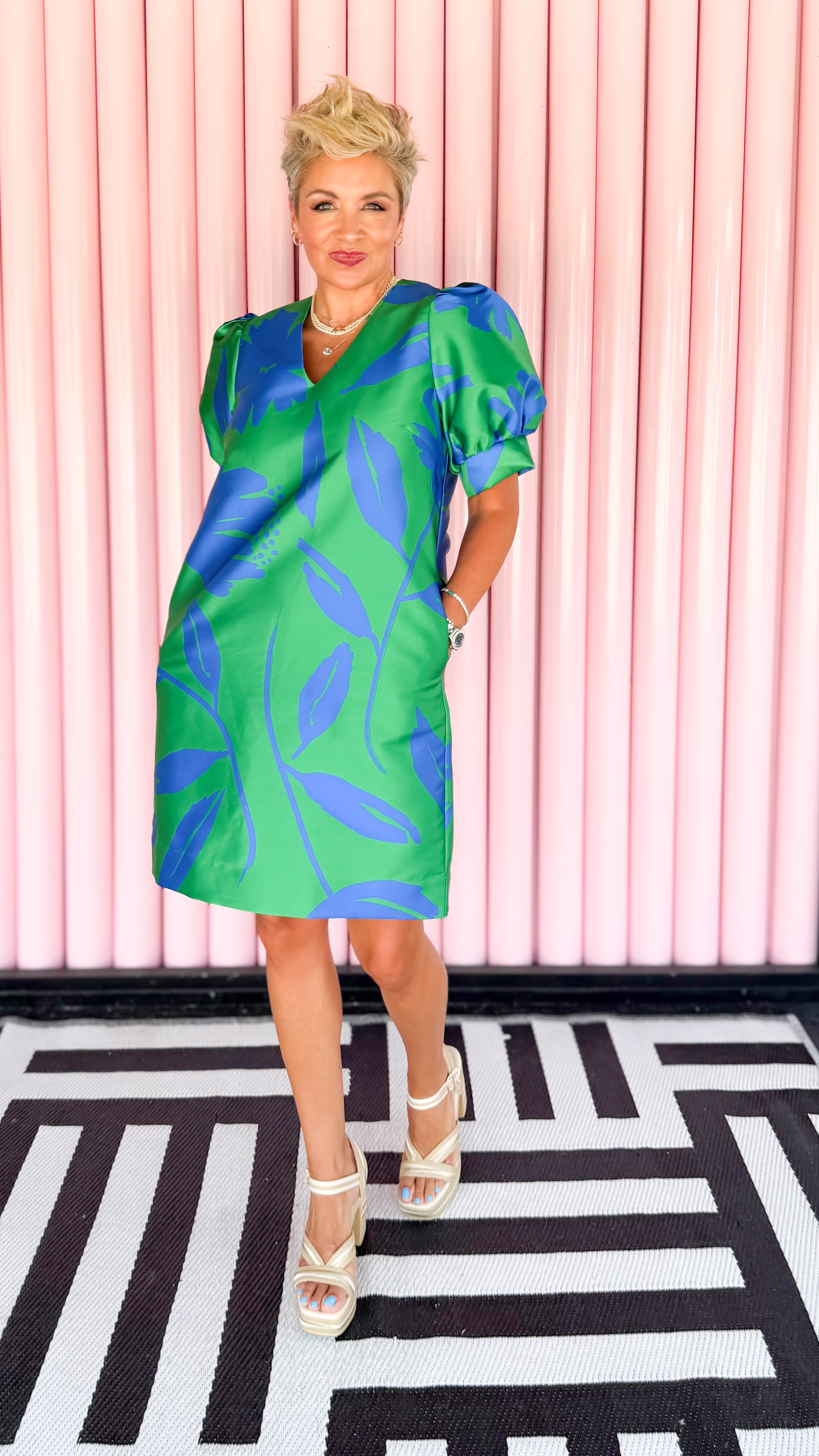 V-neck Puff Sleeve Dress