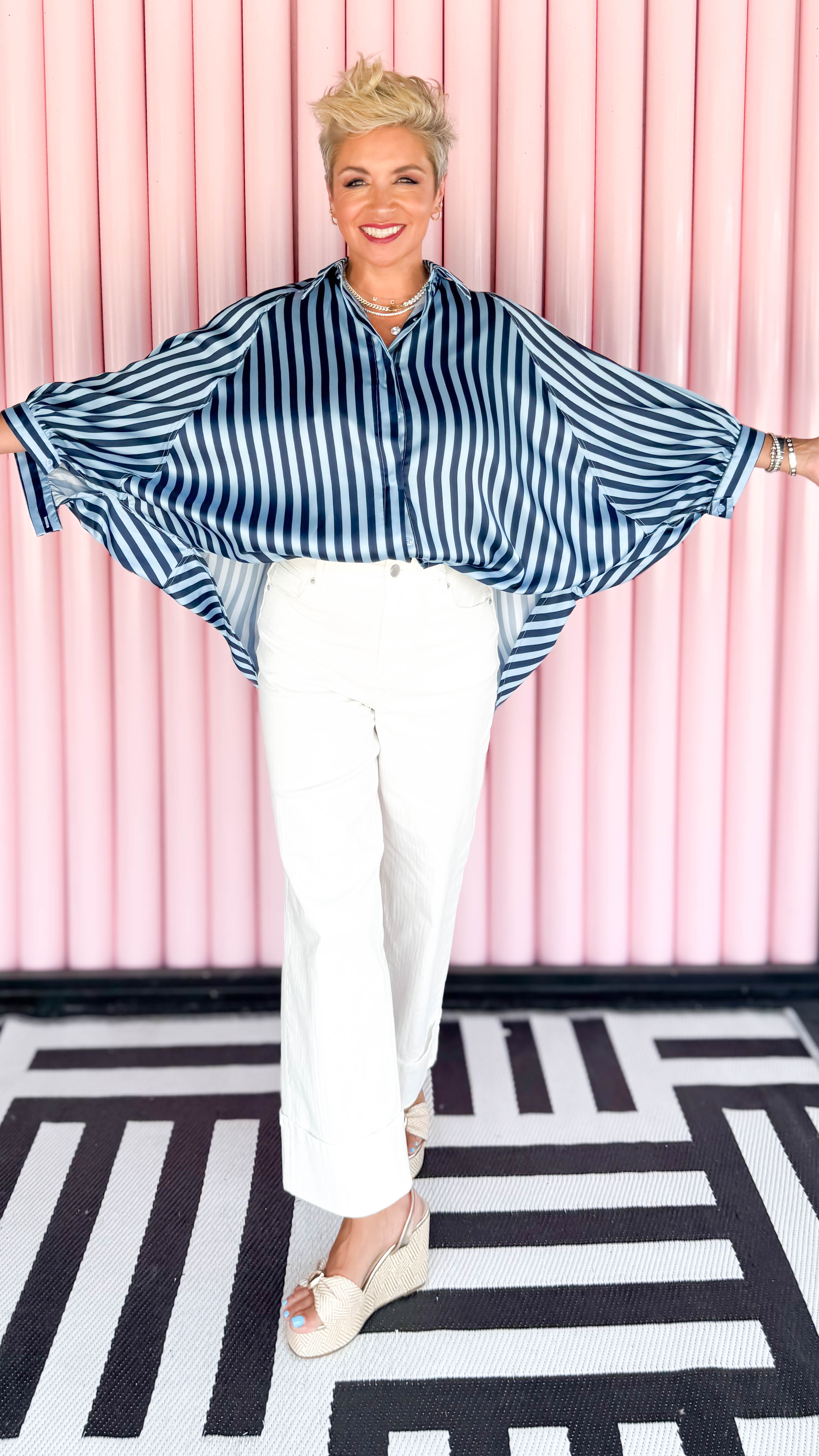 Oversized Balloon Dolman Sleeve/Navy/Blue