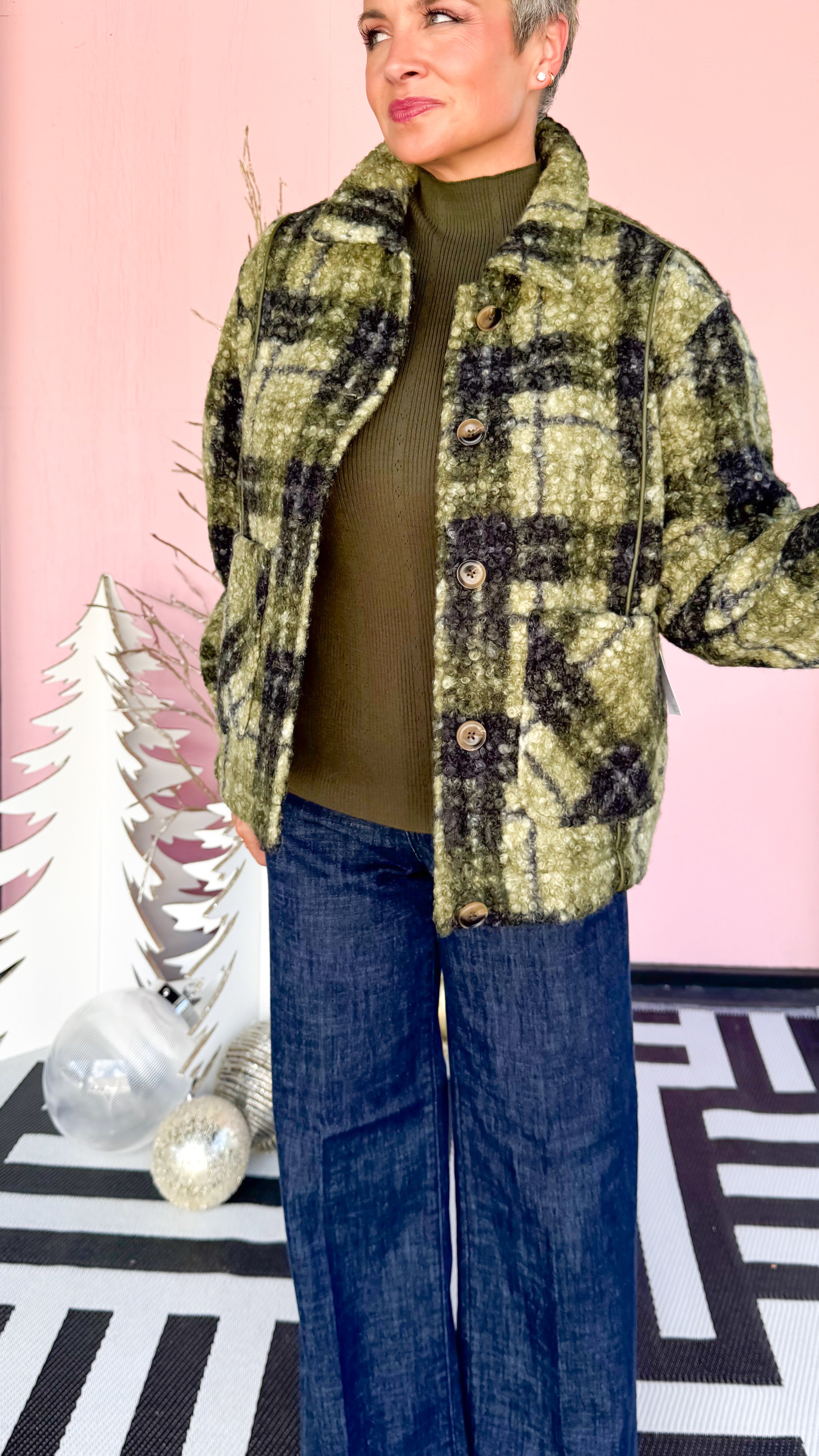 Green Plaid Boulce Jacket