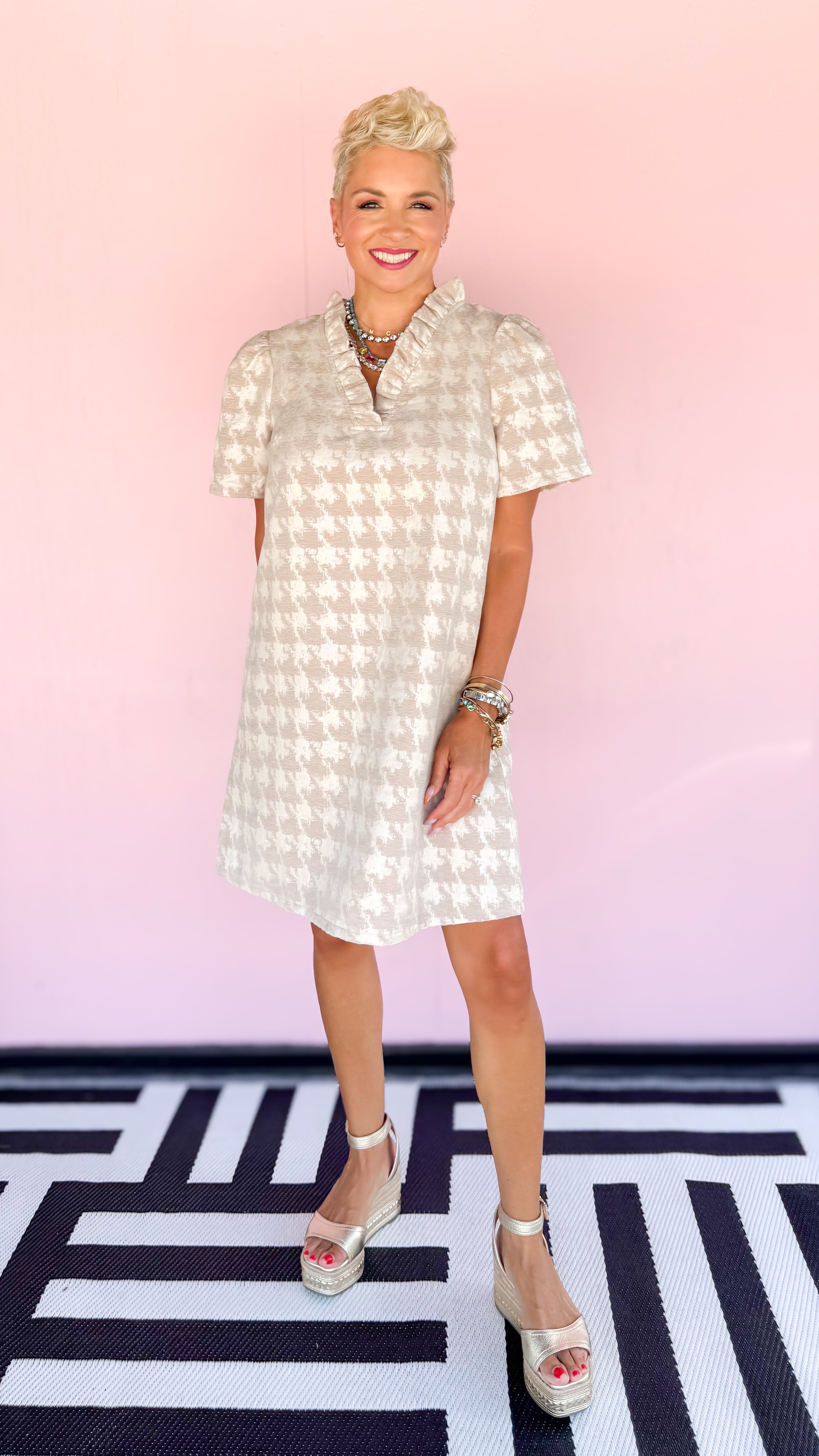 Cynthia Houndstooth Mini Dress