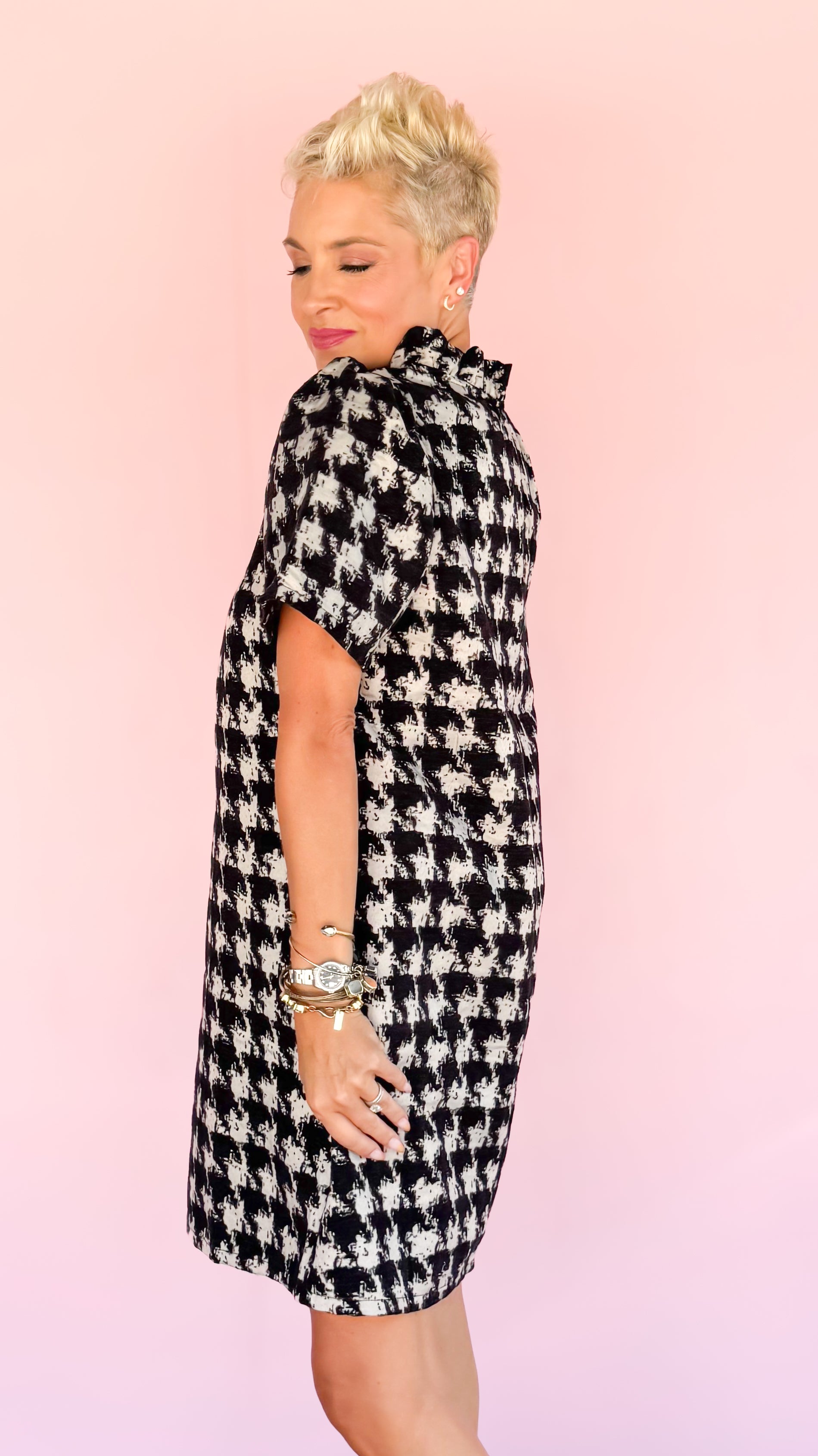 Cynthia Houndstooth Mini Dress