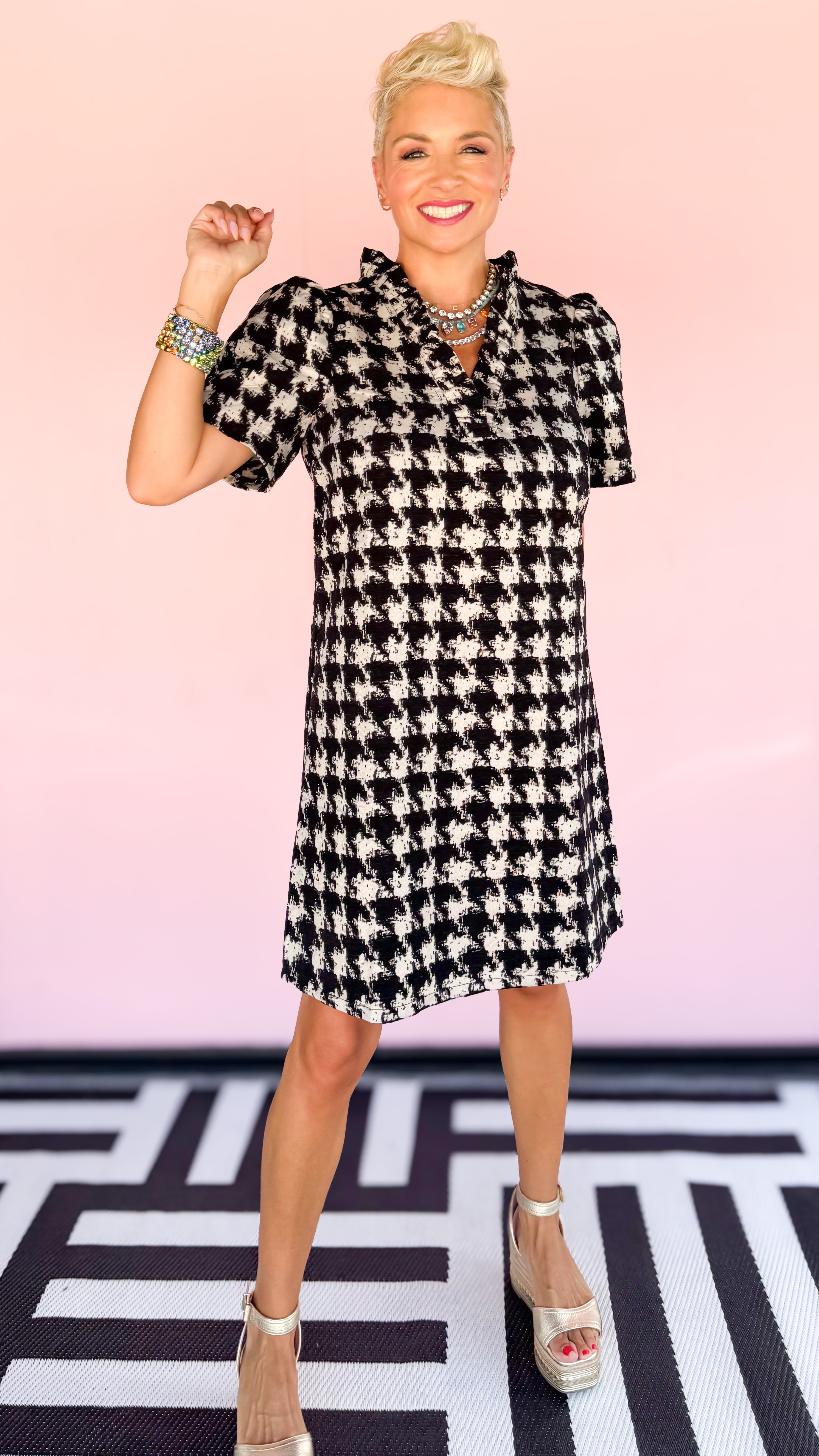 Cynthia Houndstooth Mini Dress