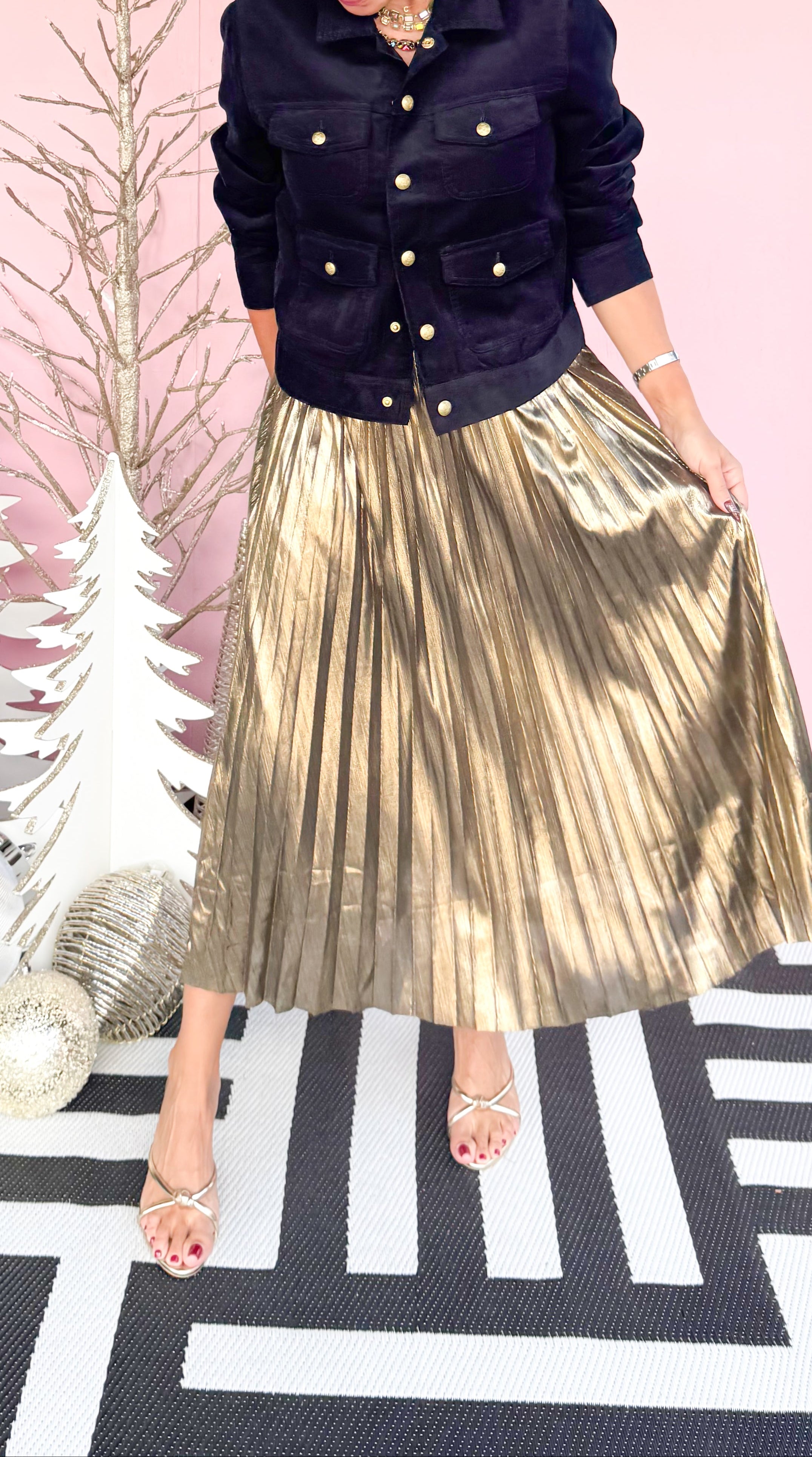 Jinna Pleated Skirt/Gold