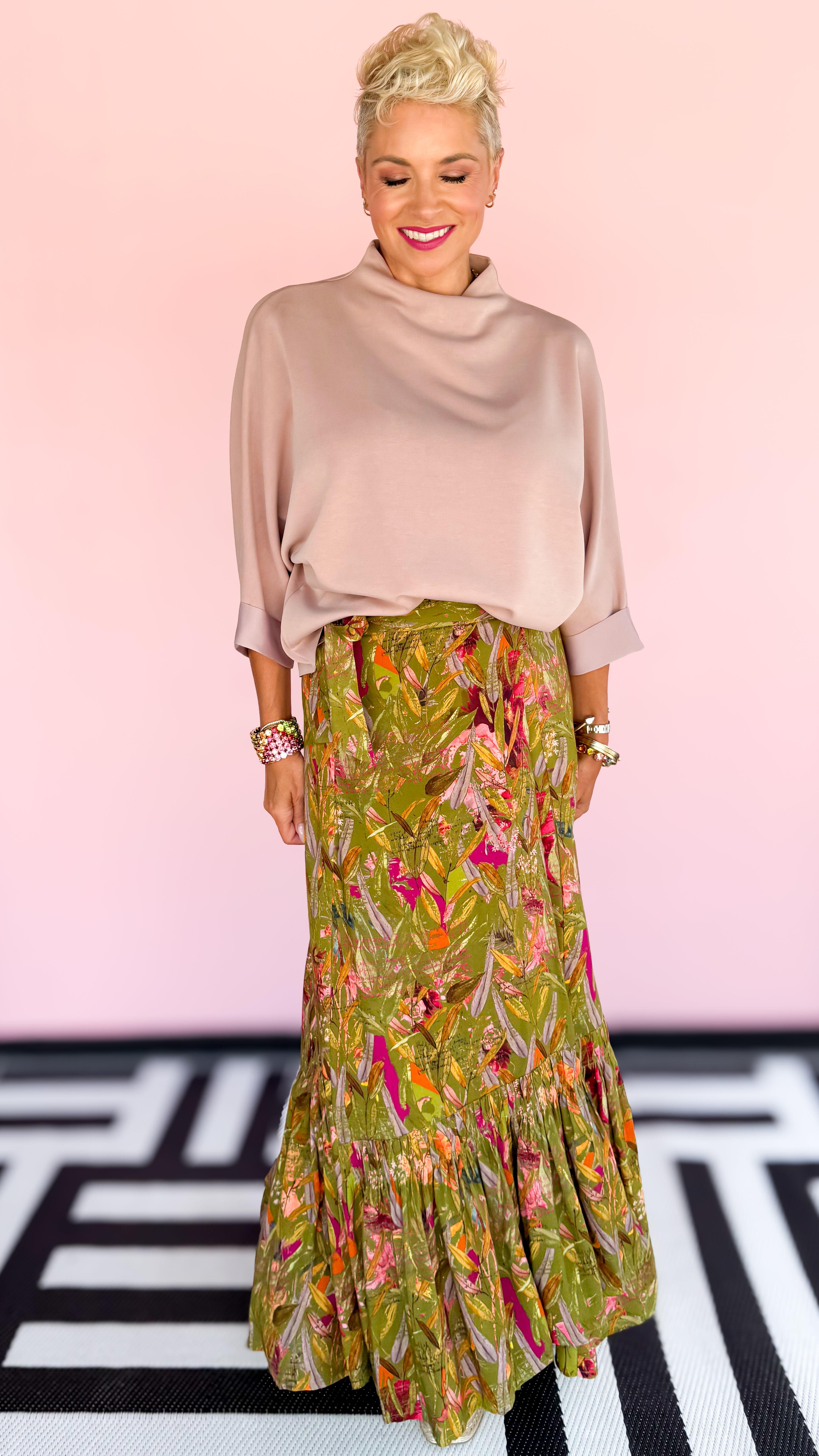 3 Way Wrap Skirt-Featherington/Green