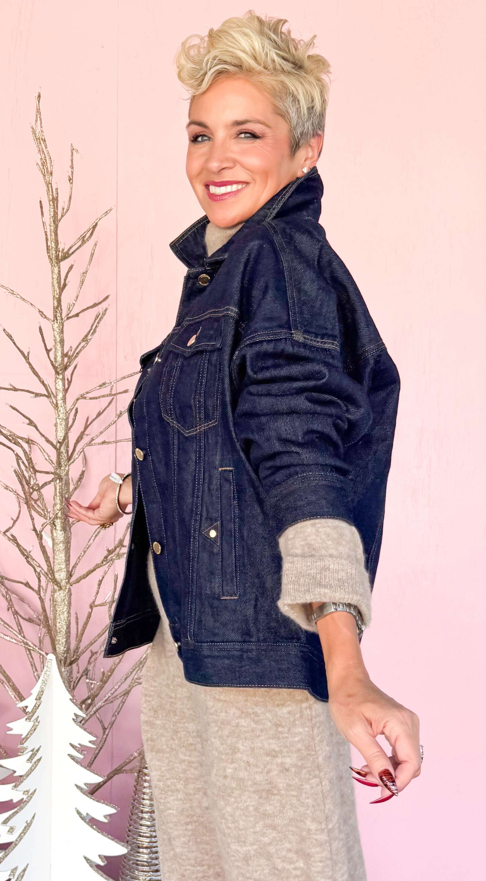 Drop Shoulder Jean Jacket/Indigo
