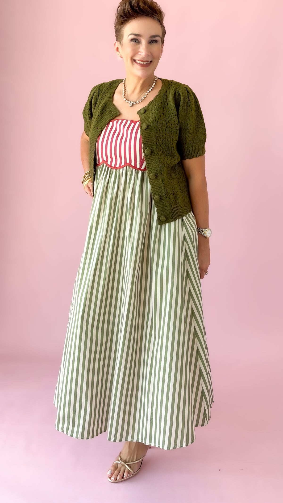 Spaghetti Strap Sundress/Rust/Olive