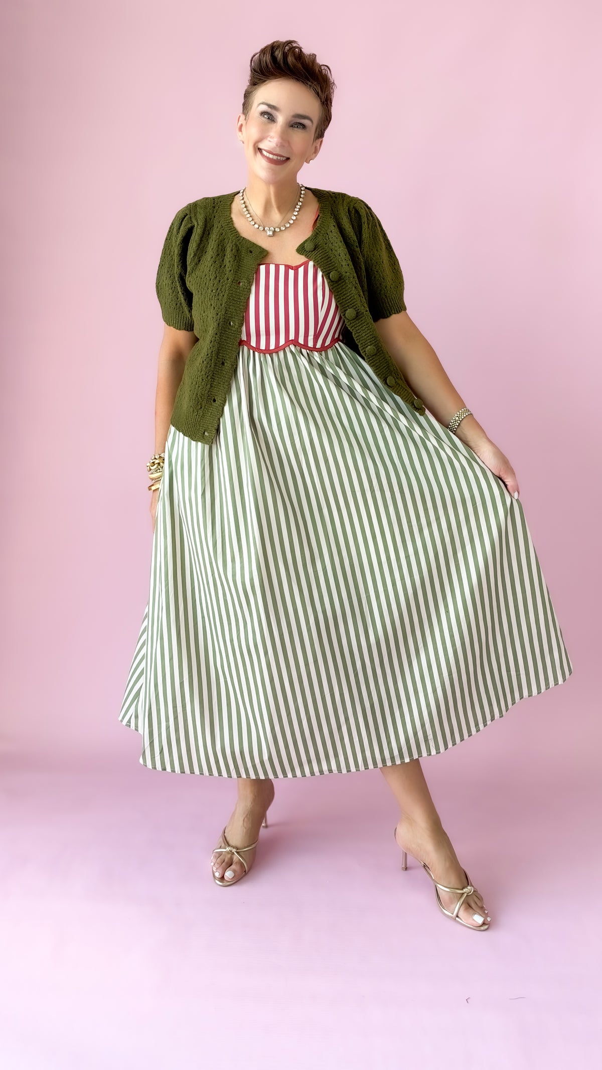 Spaghetti Strap Sundress/Rust/Olive