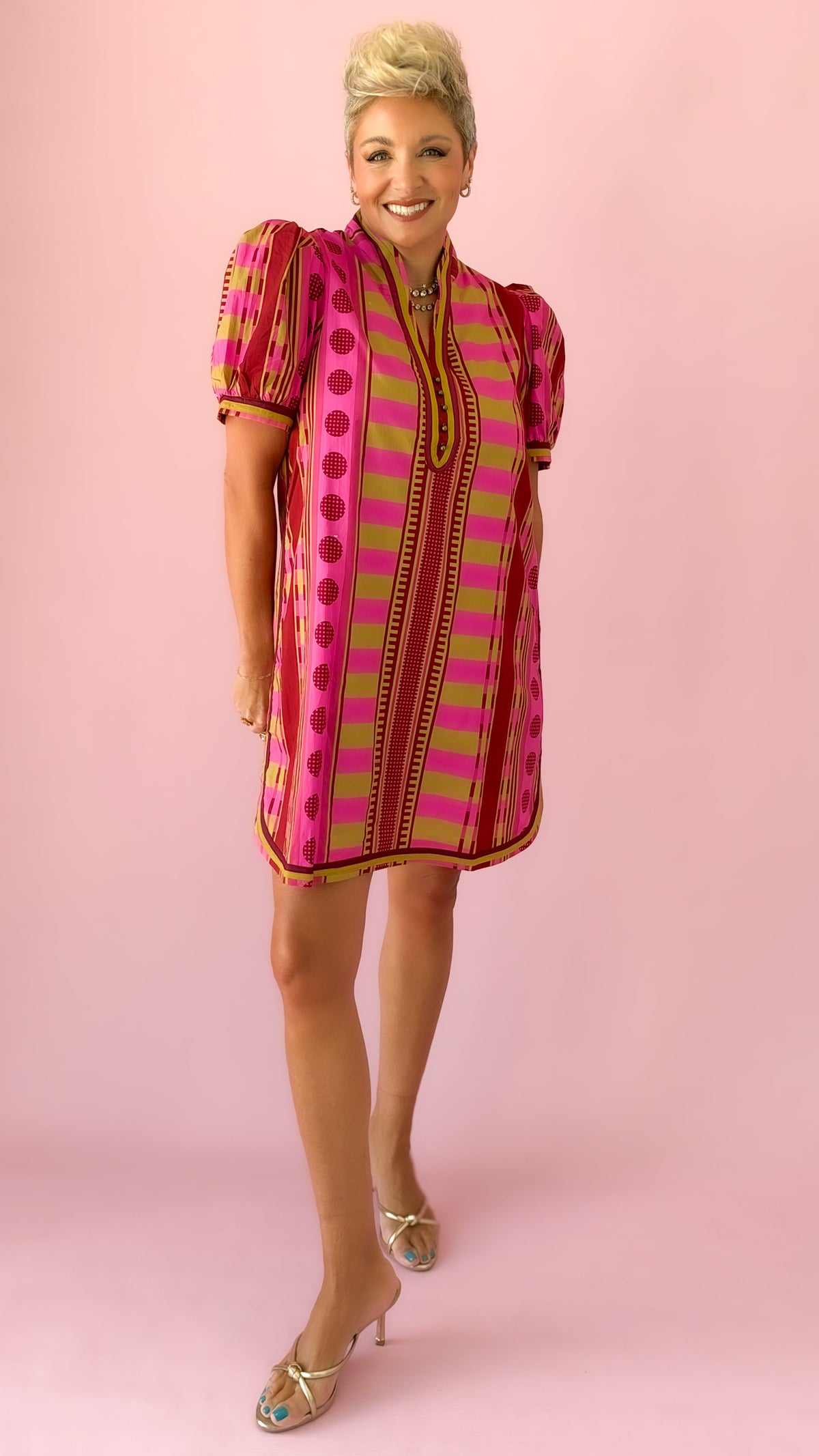 Piper Abstract Mini Dress/Magenta
