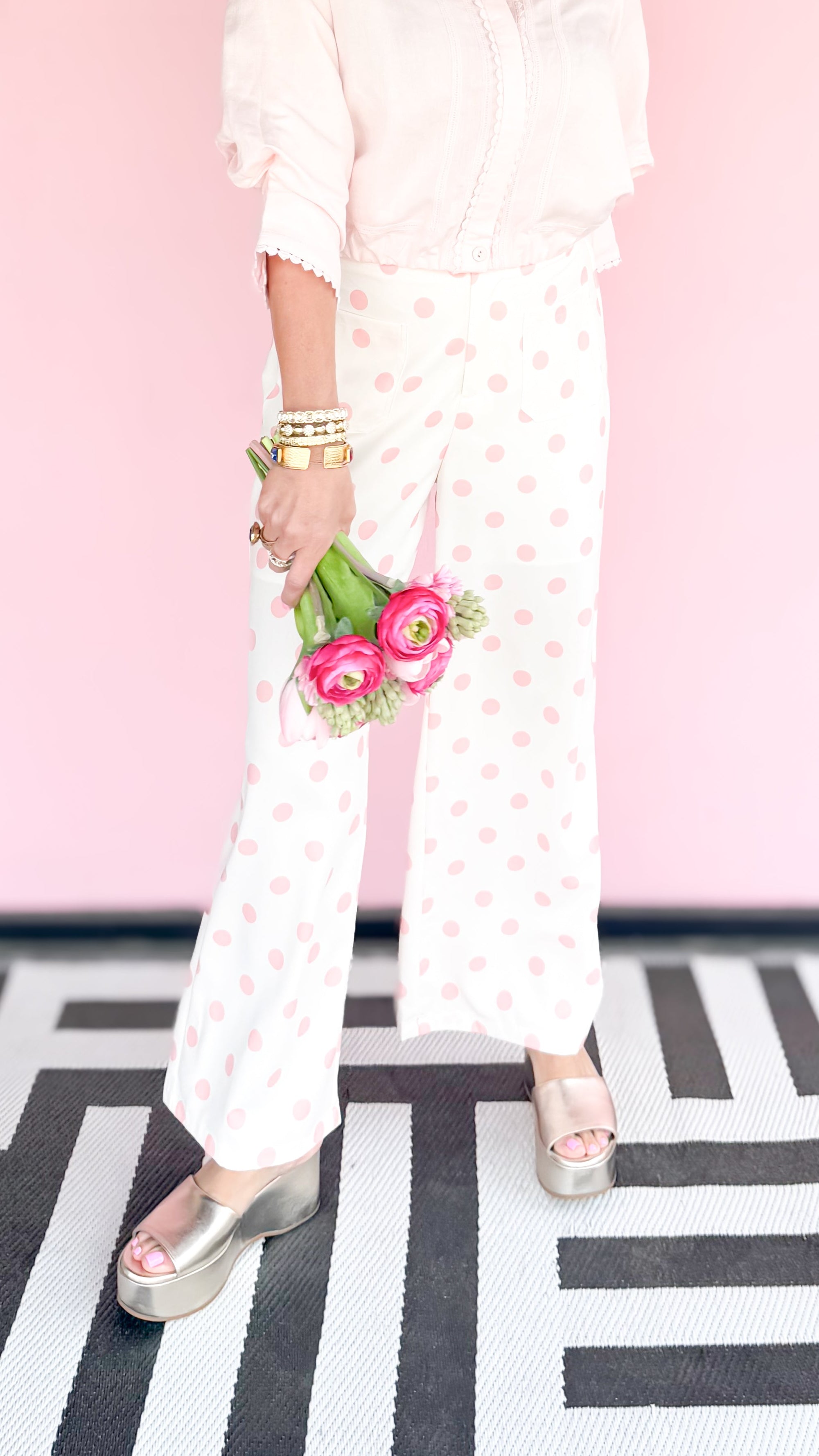 Polka Dot Loose Pant/Pink - The BLVD