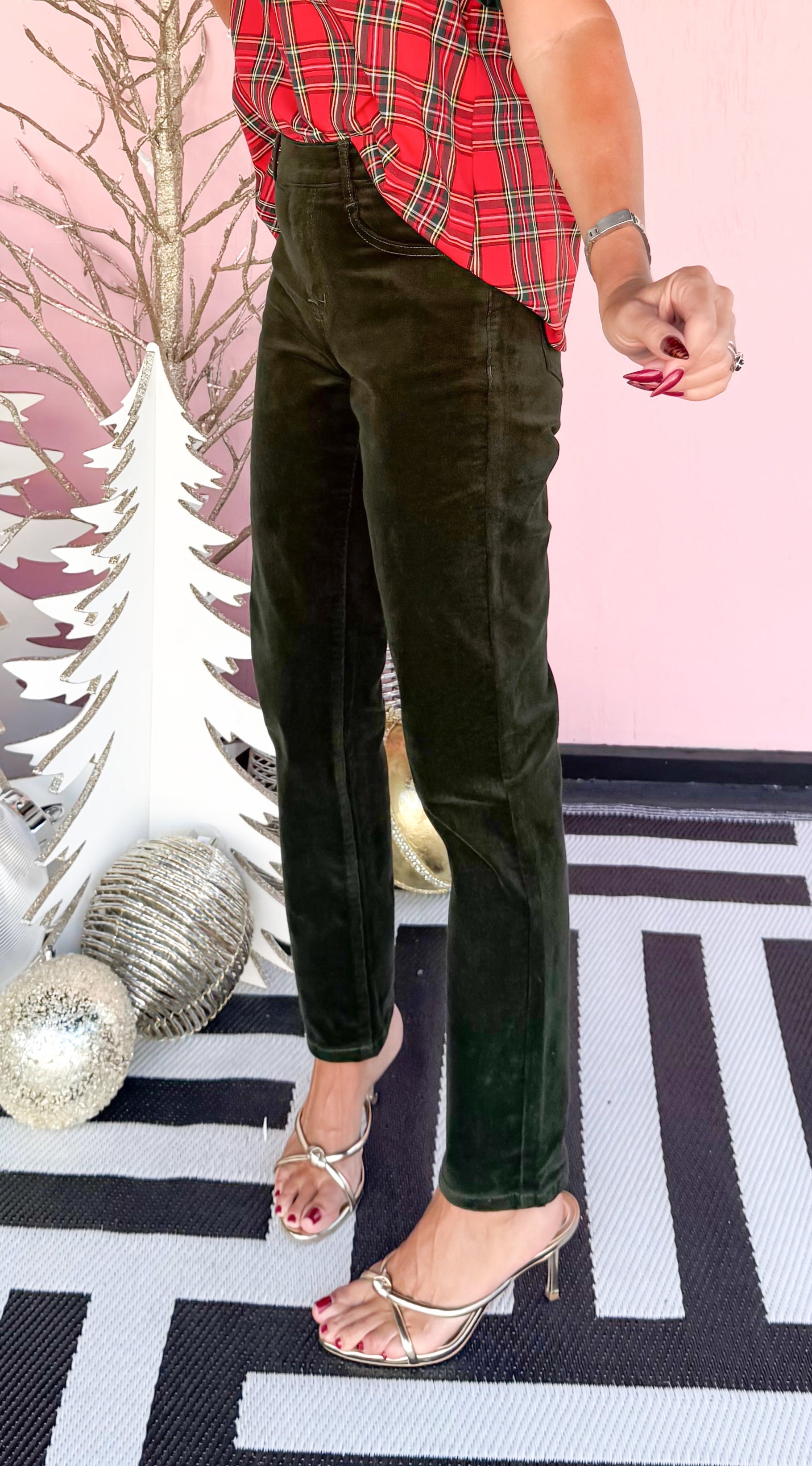 Corduroy Pull On Jeans/Green