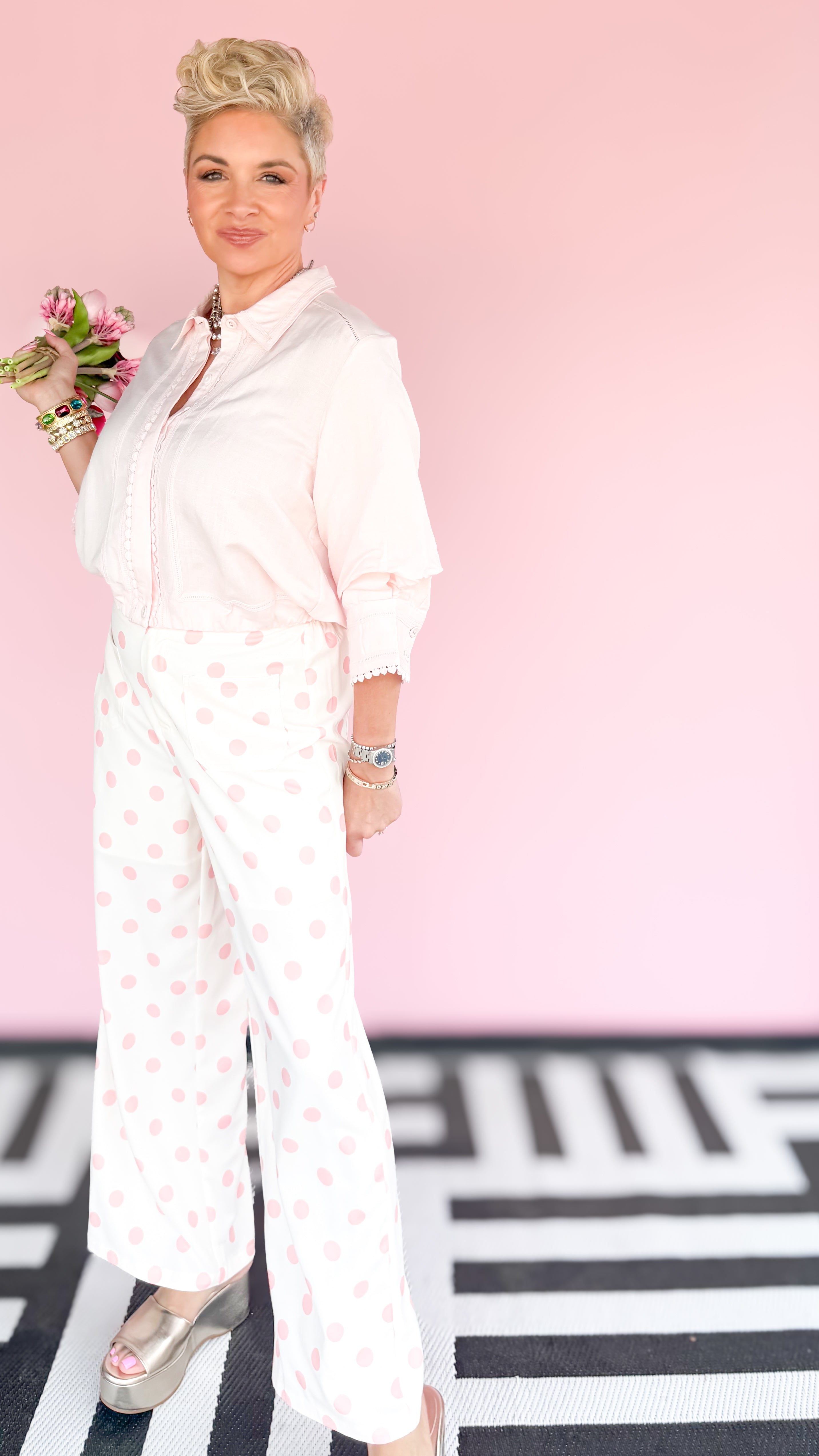 Polka Dot Loose Pant/Pink - The BLVD