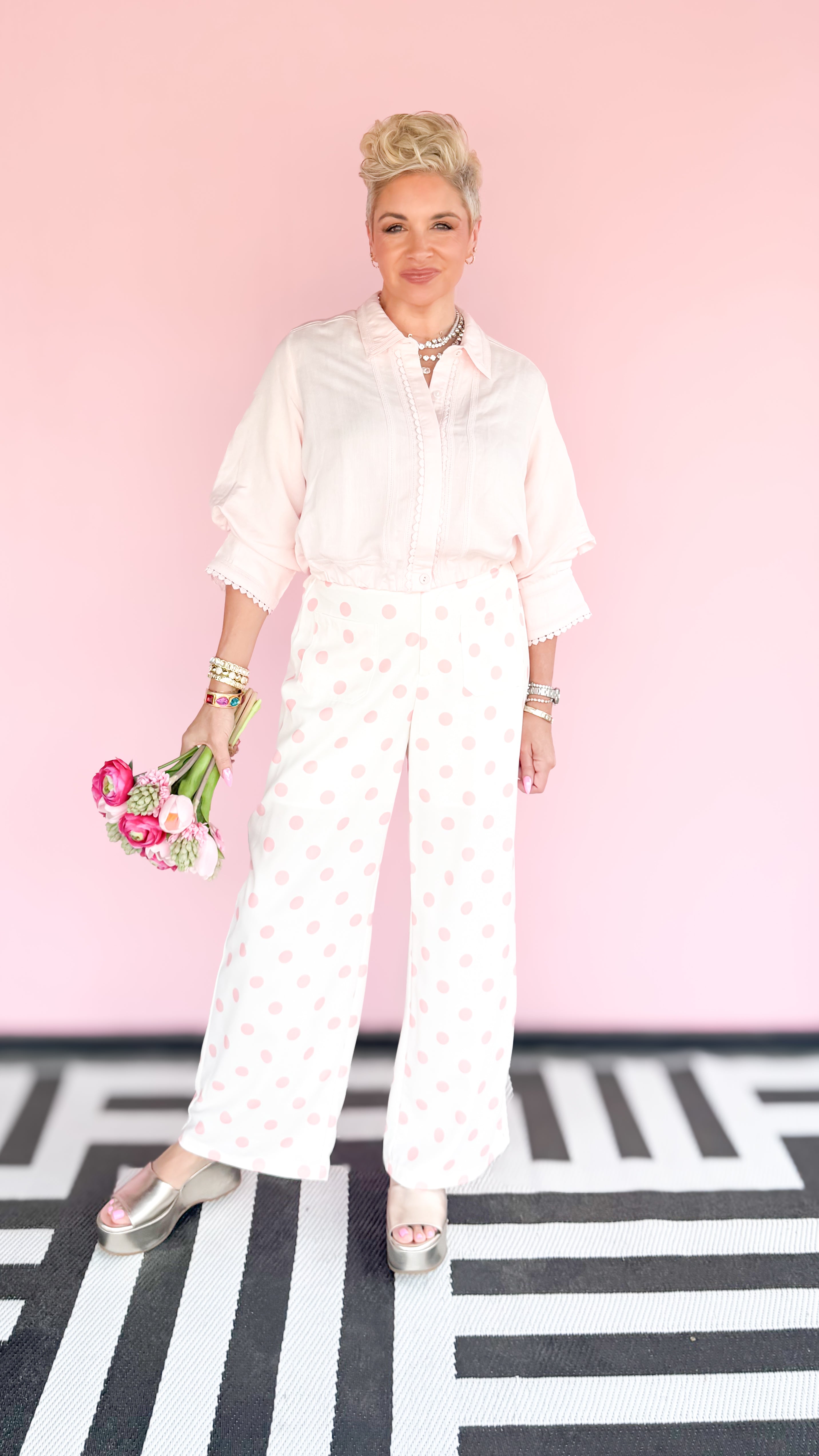 Polka Dot Loose Pant/Pink - The BLVD