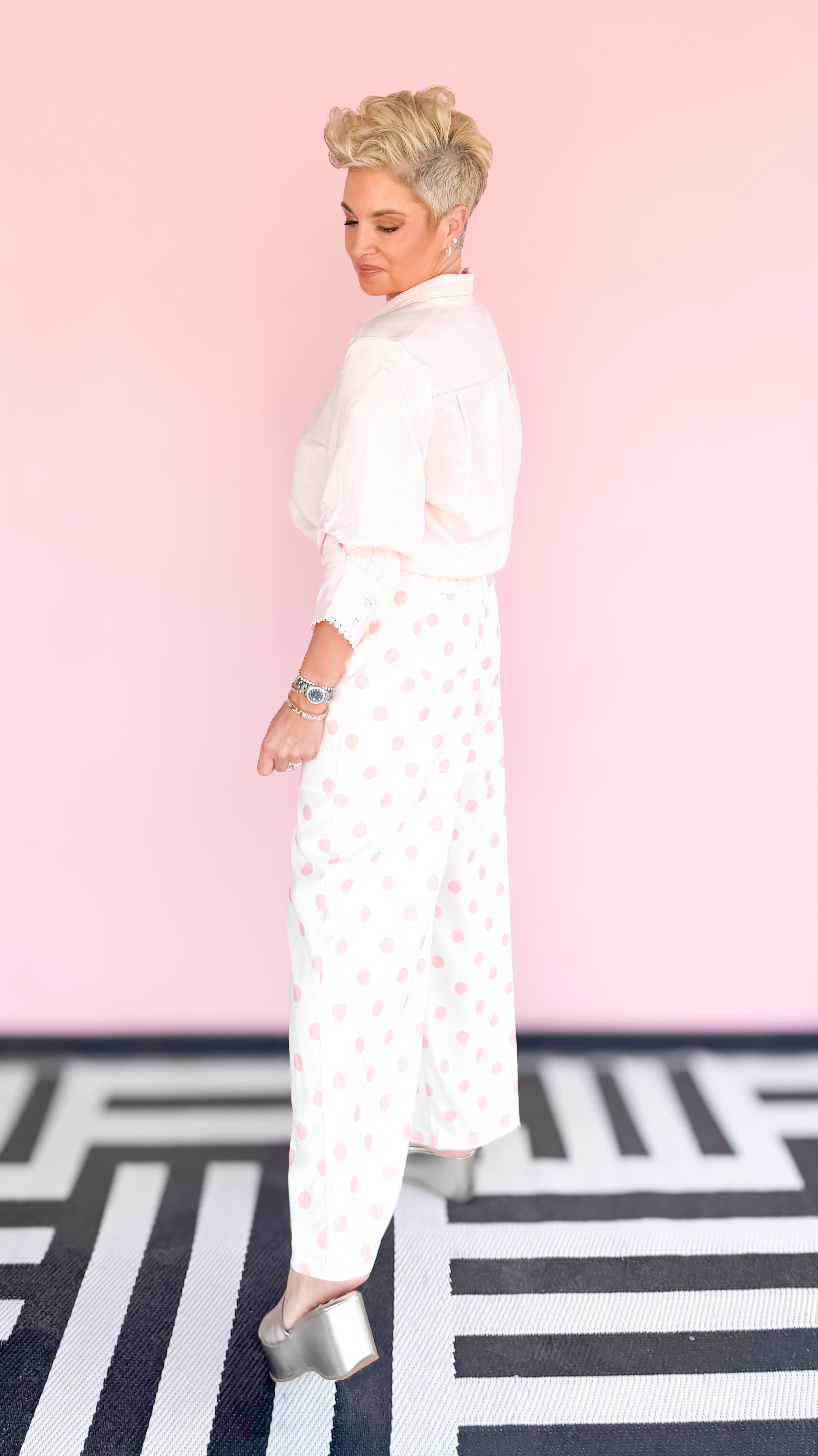 Polka Dot Loose Pant/Pink - The BLVD