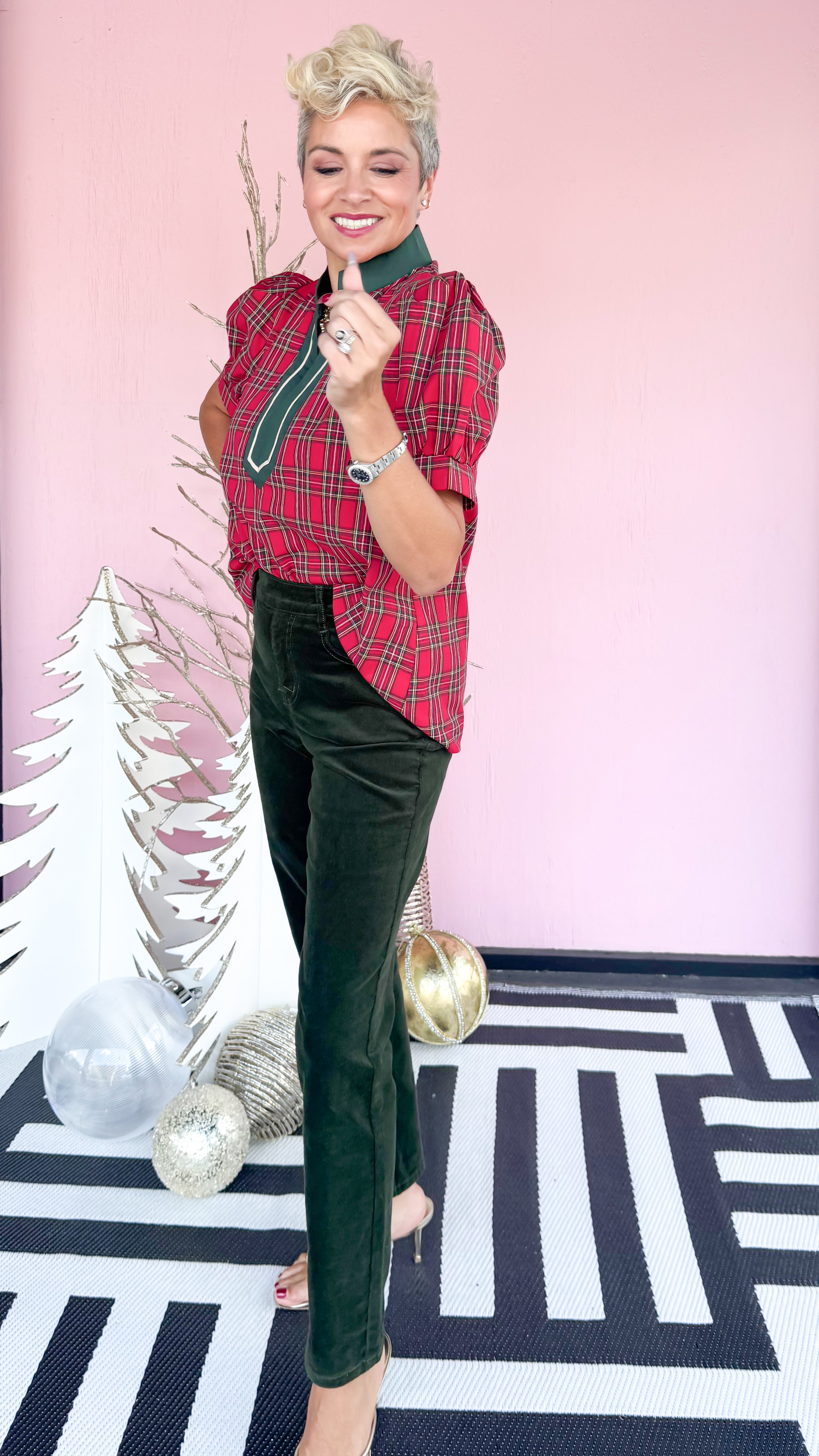 Noel Tartan Plain Top/Red
