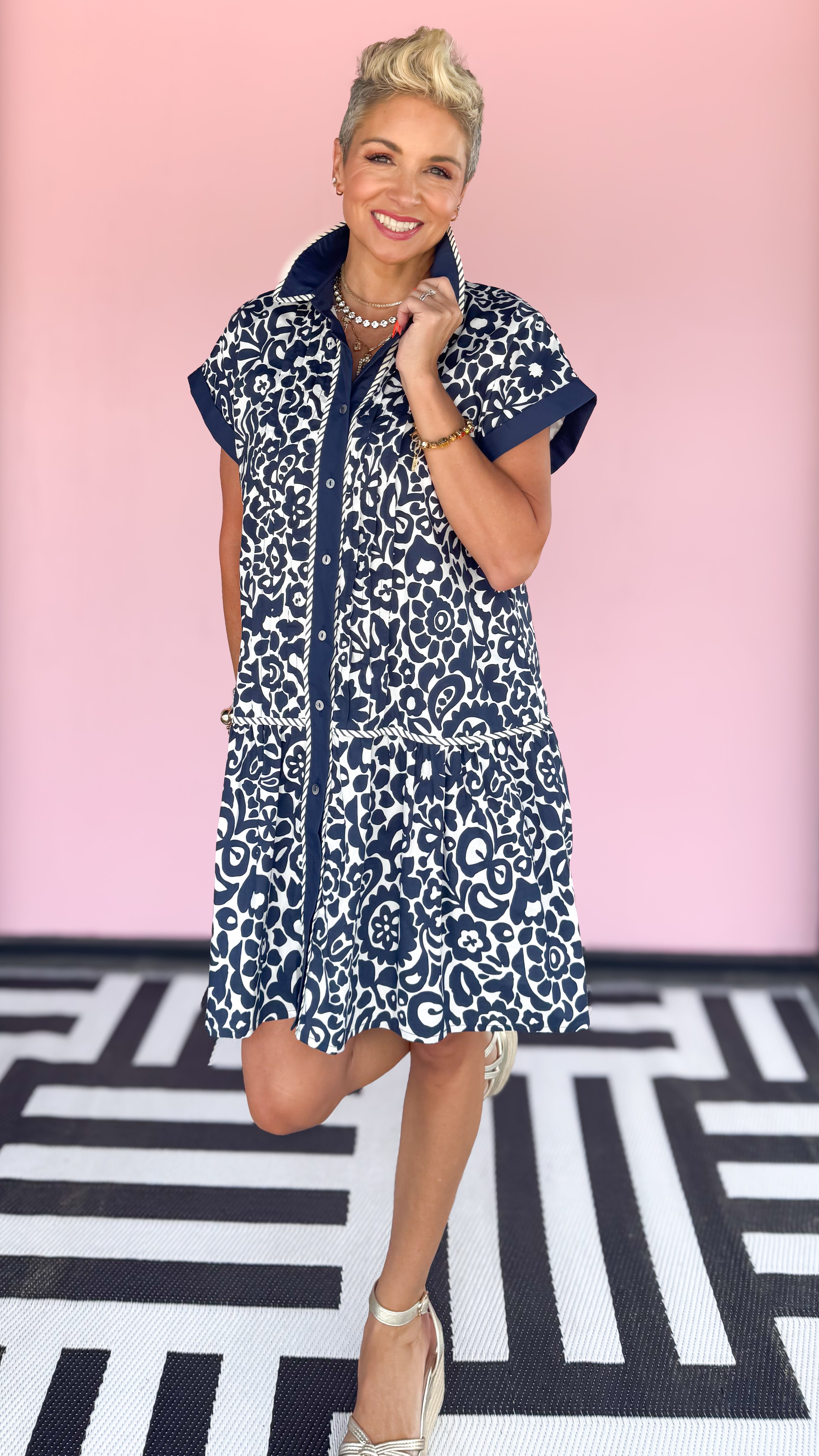 Floral Mini Dress/Navy
