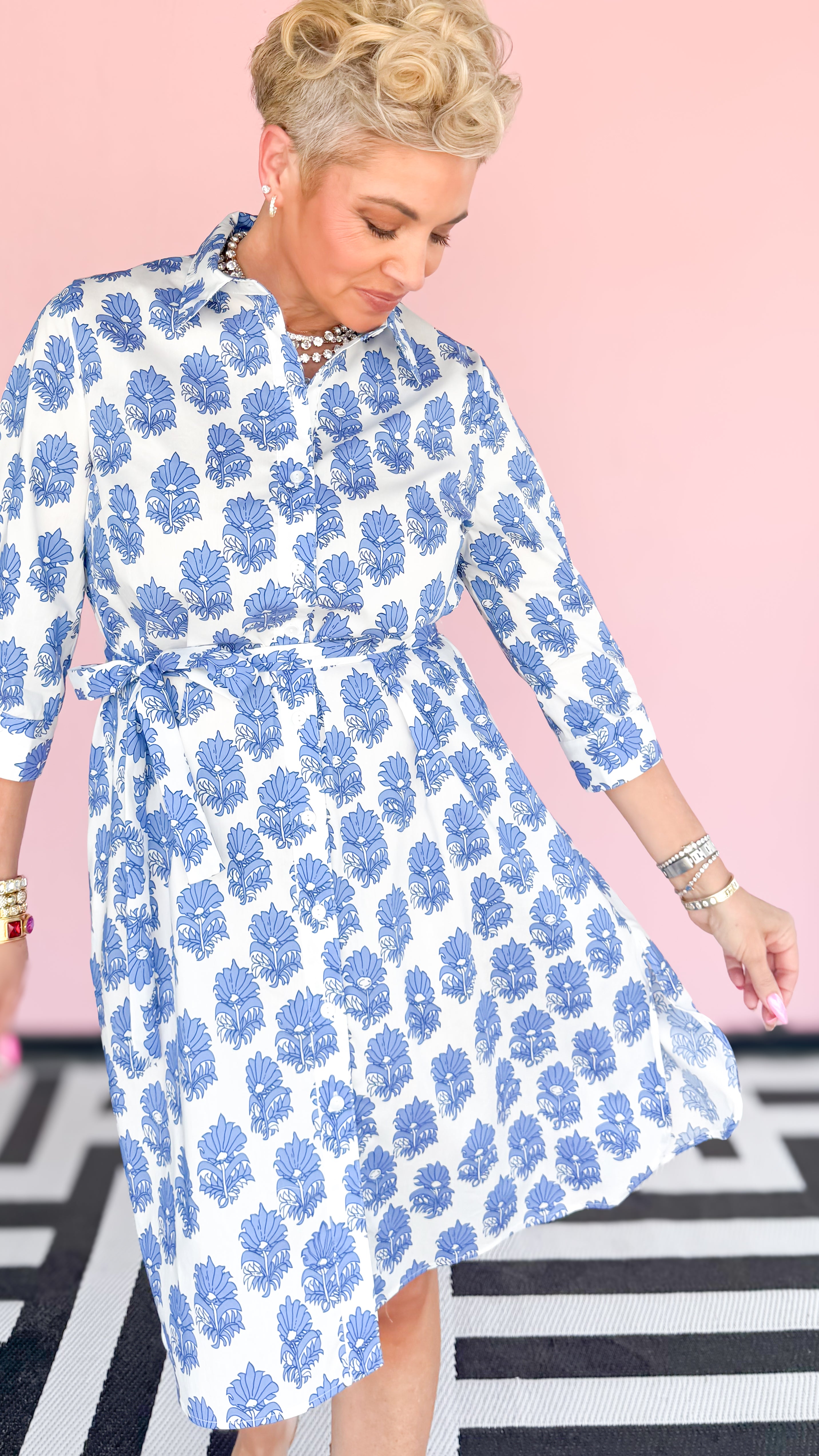 Shiela Short Shirt Dress/Blue - The BLVD