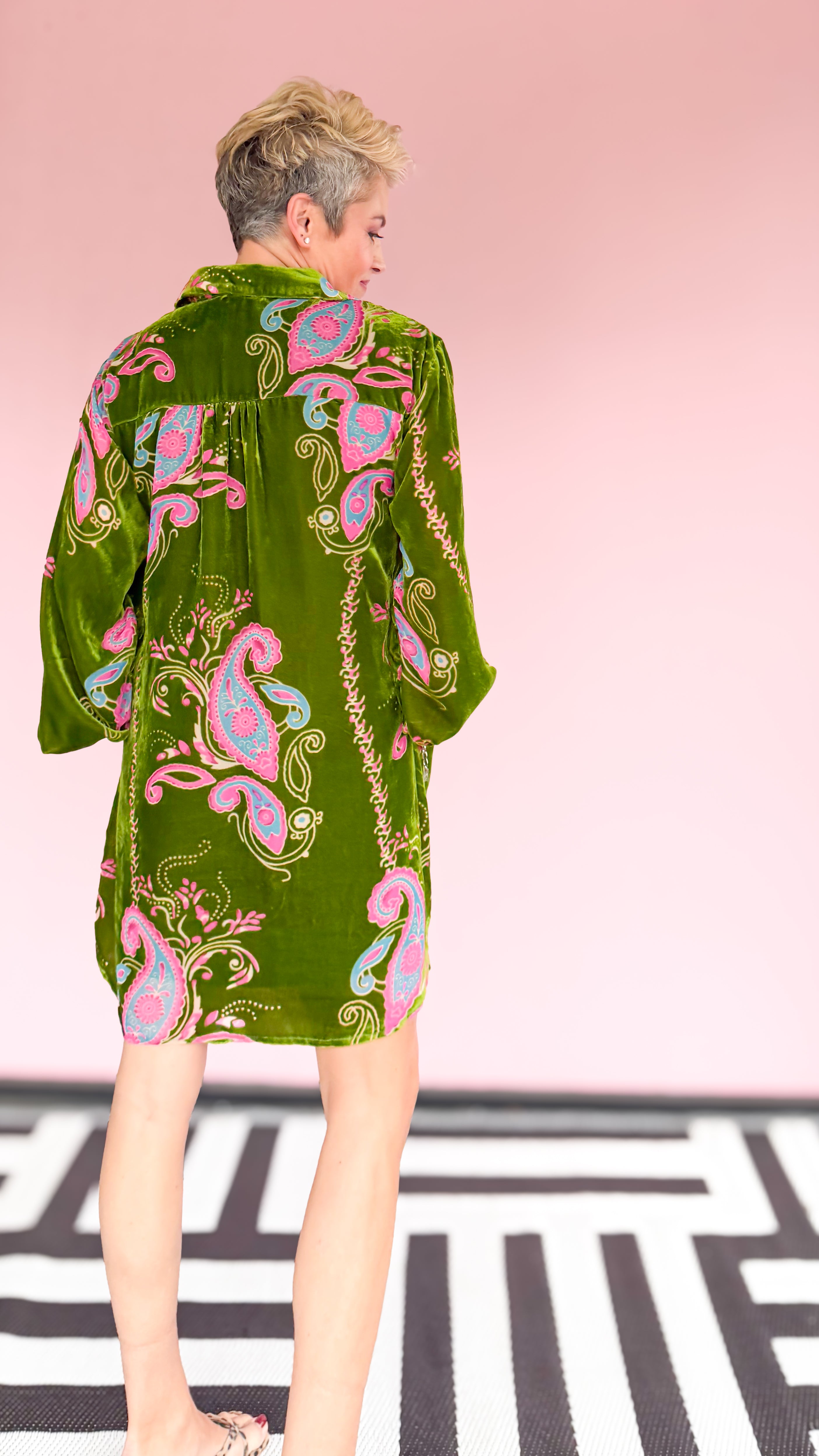 Paisley Velvet Dress/Green