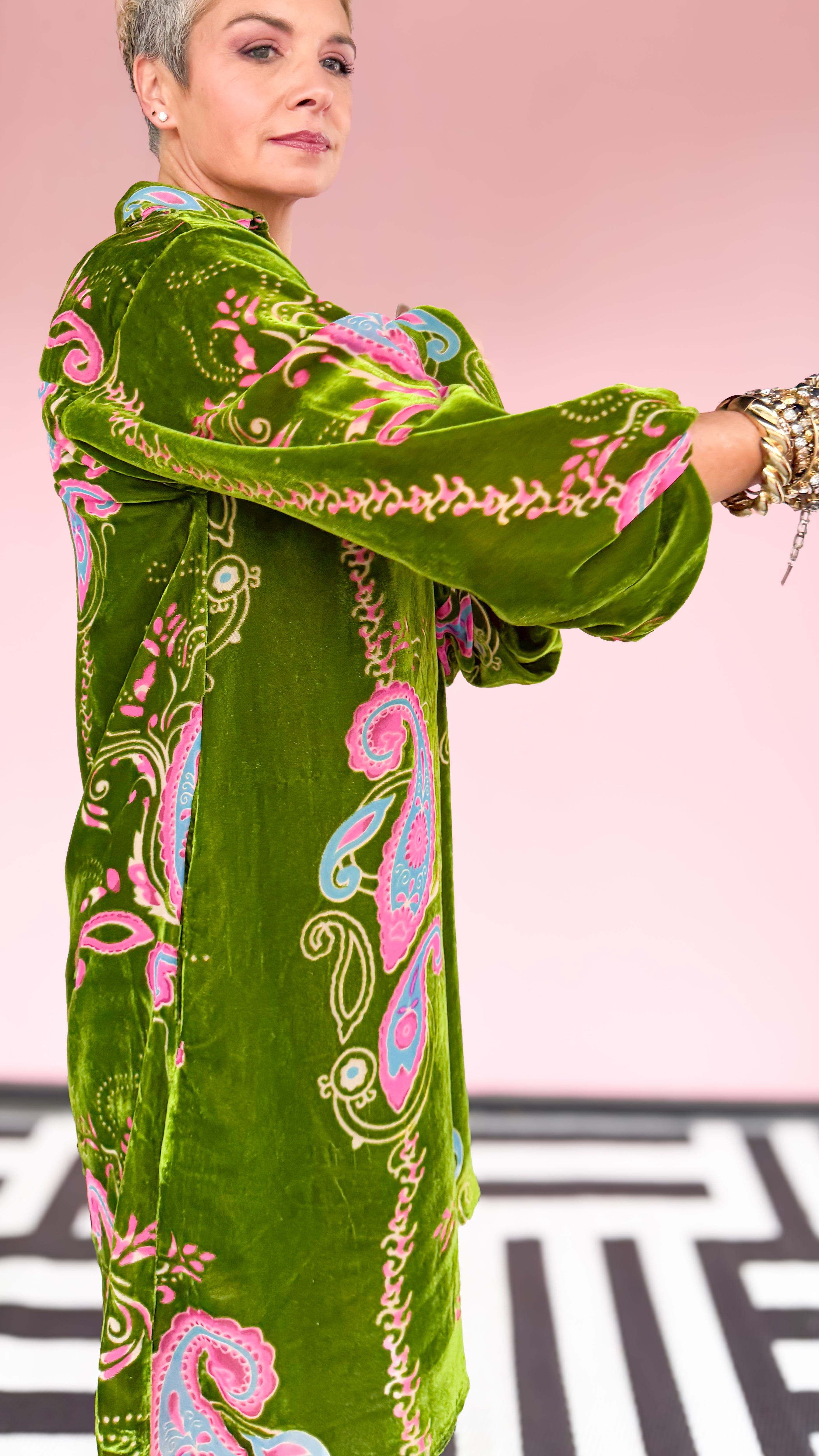 Paisley Velvet Dress/Green