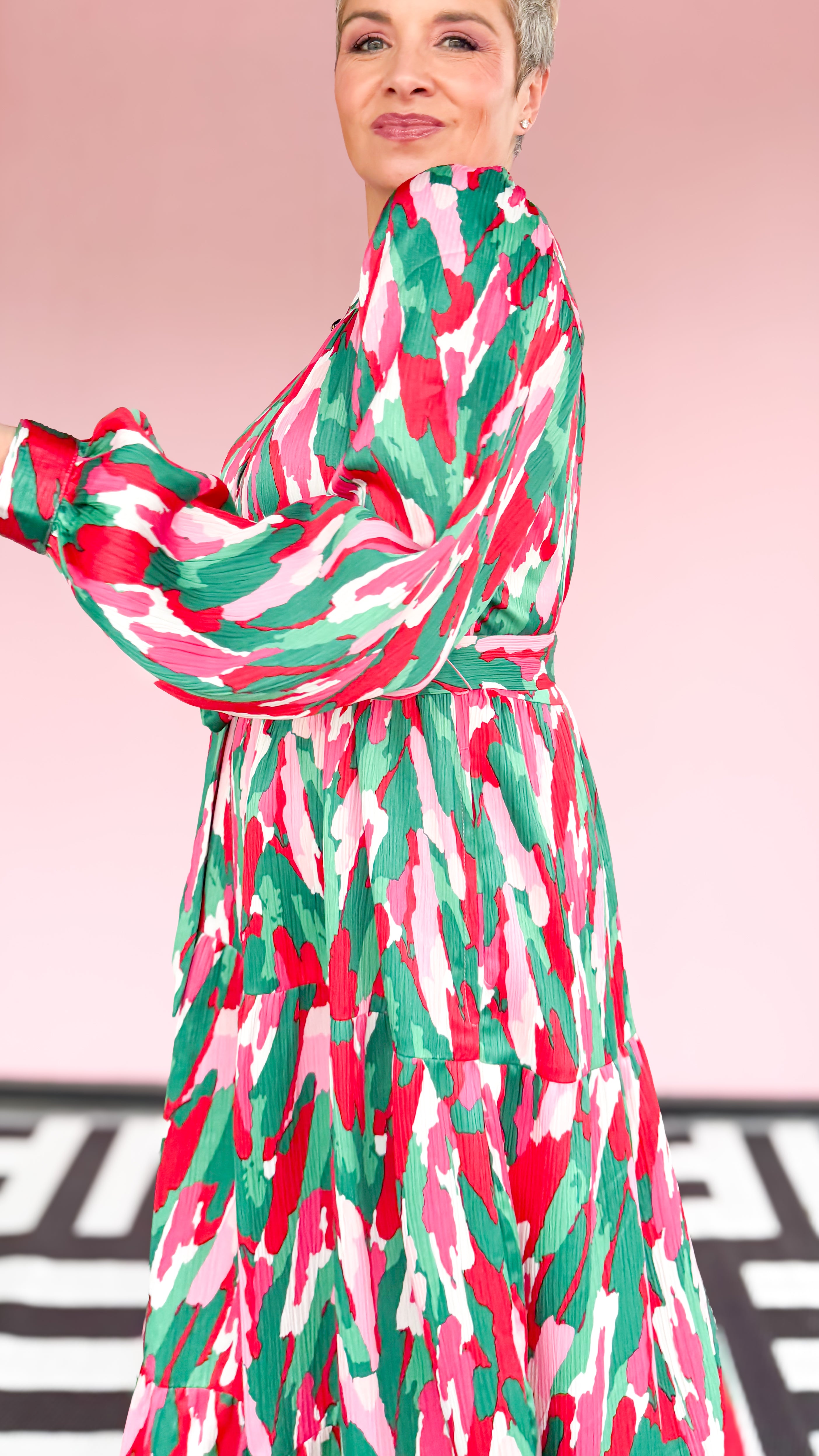 Gracelyn Maxi Dress W/Tie/Pink