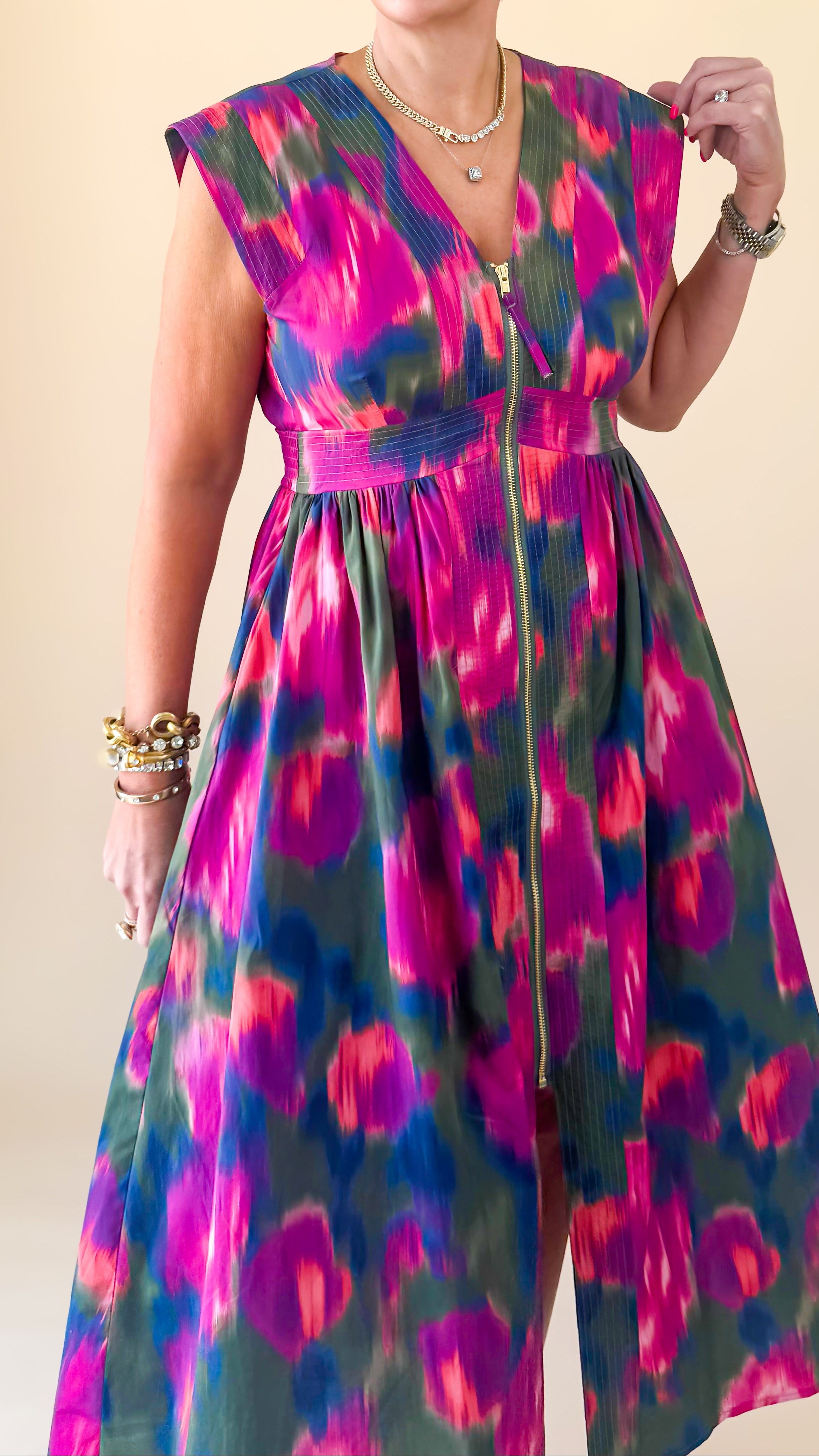 Collette Cap Sleeve Midi Dress/Pink