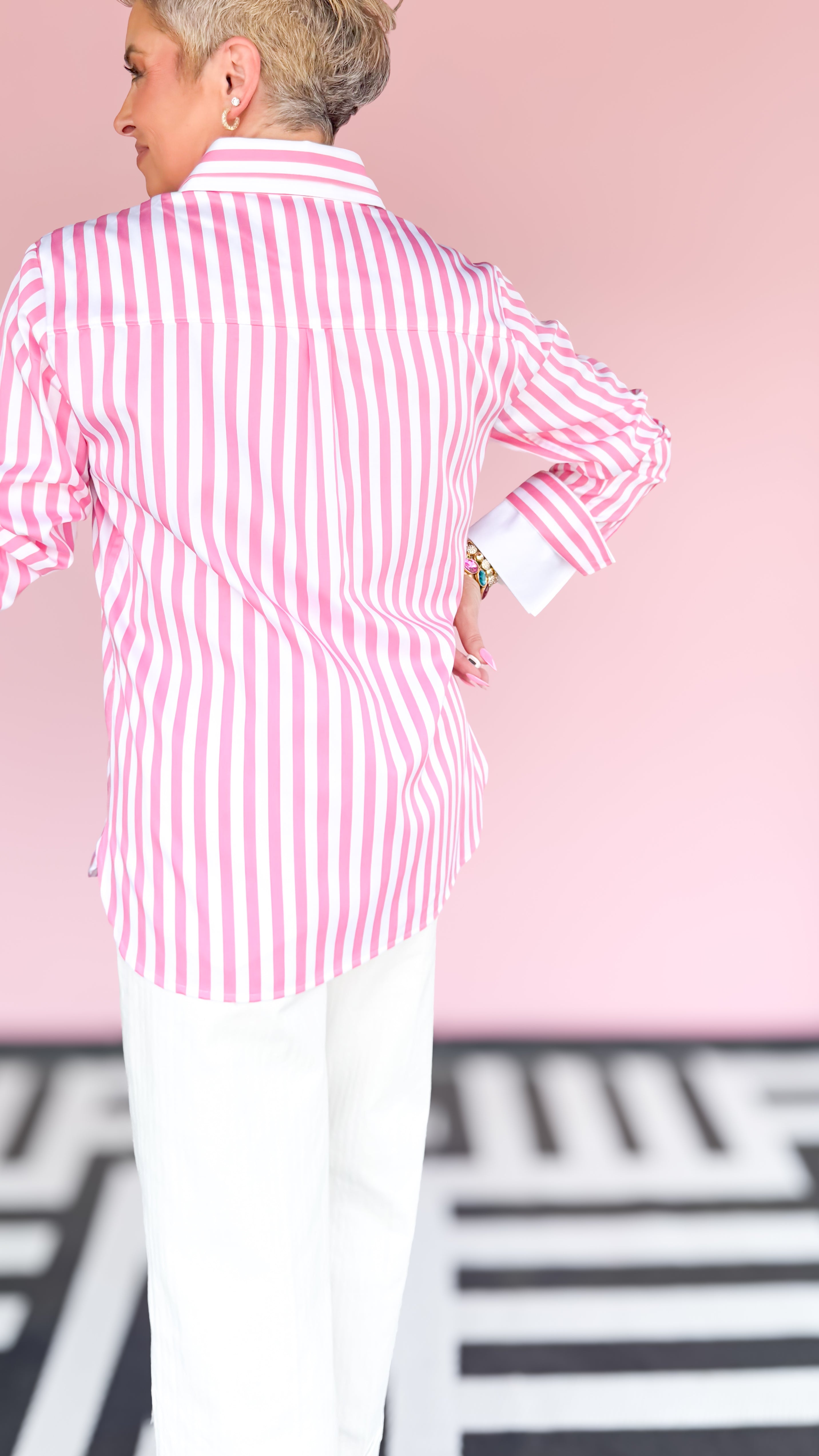 Margot Striped Blouse/Pink - The BLVD