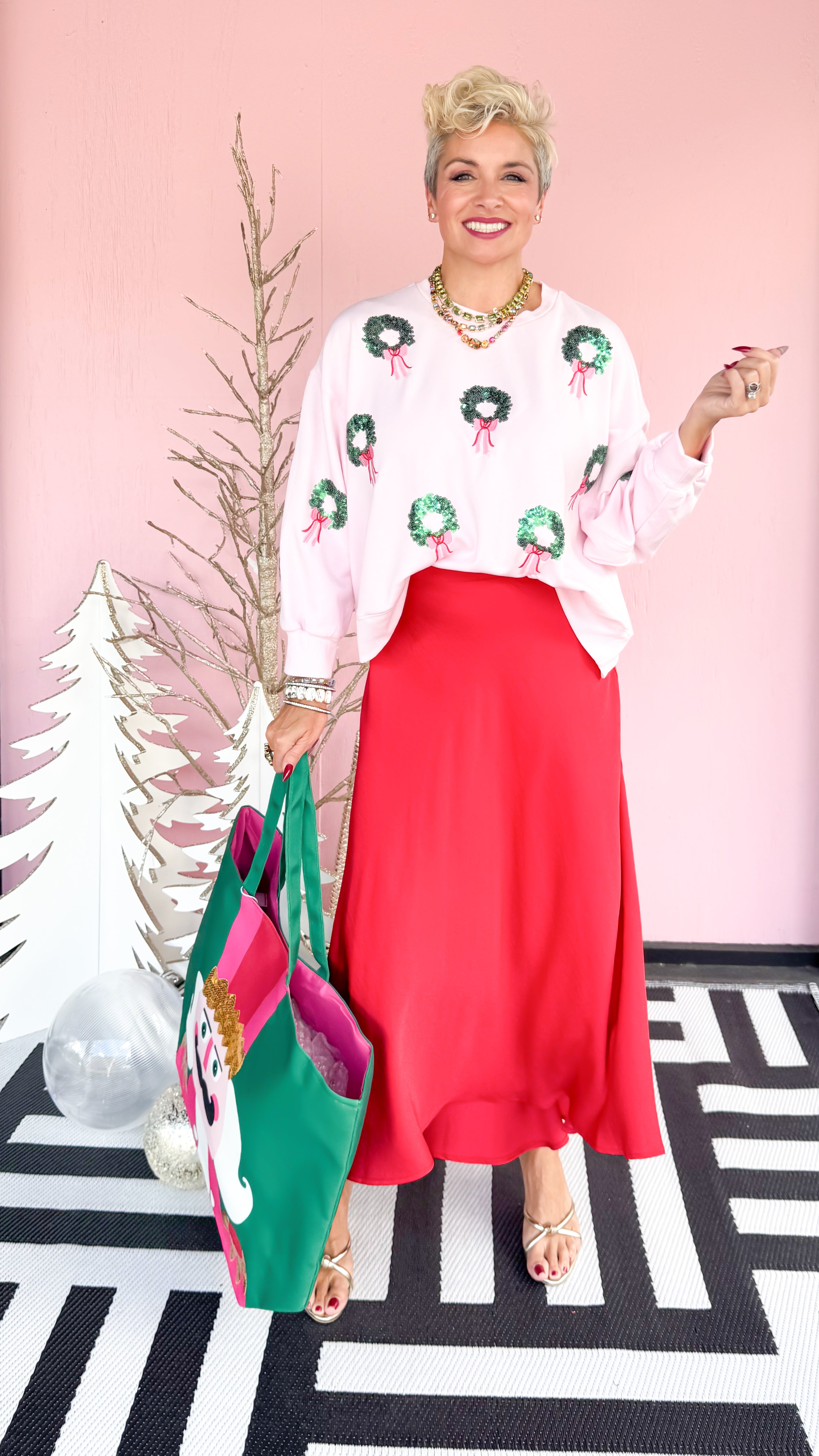Swing Midi Skirt/Red