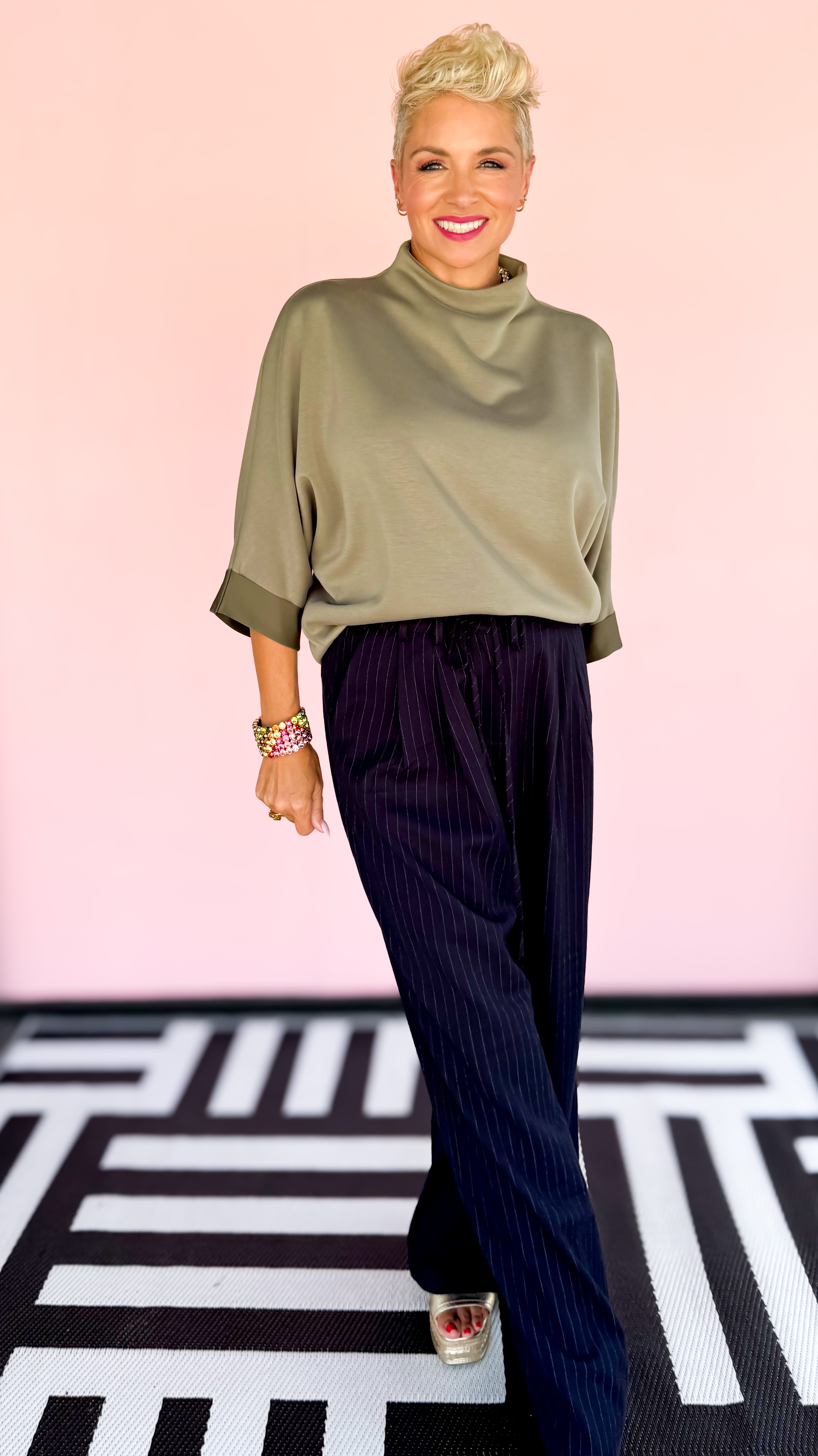 Kim Mock Neck Top/Olive