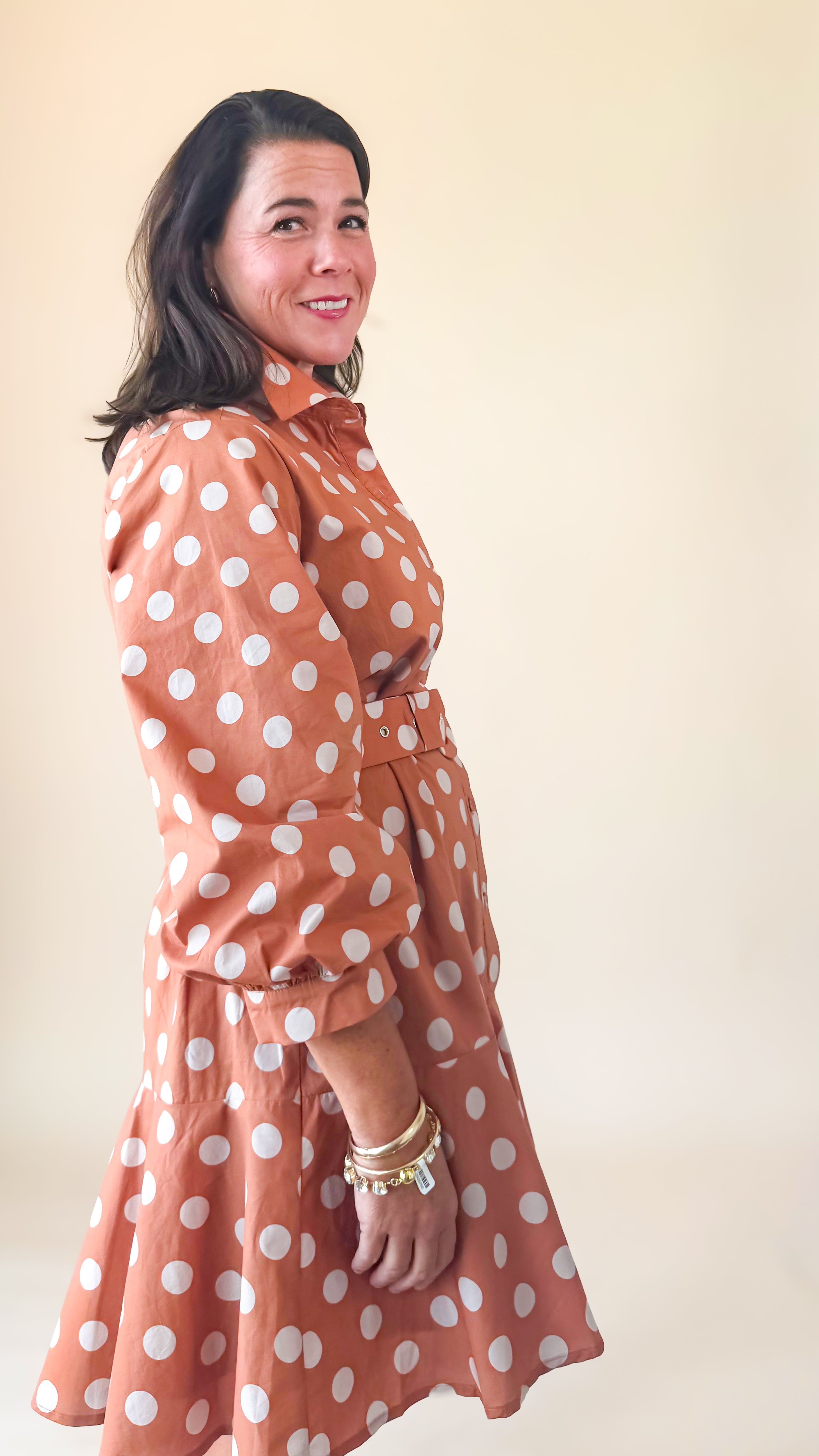 Patty Polka Dot Mini Dress/Pumpkin