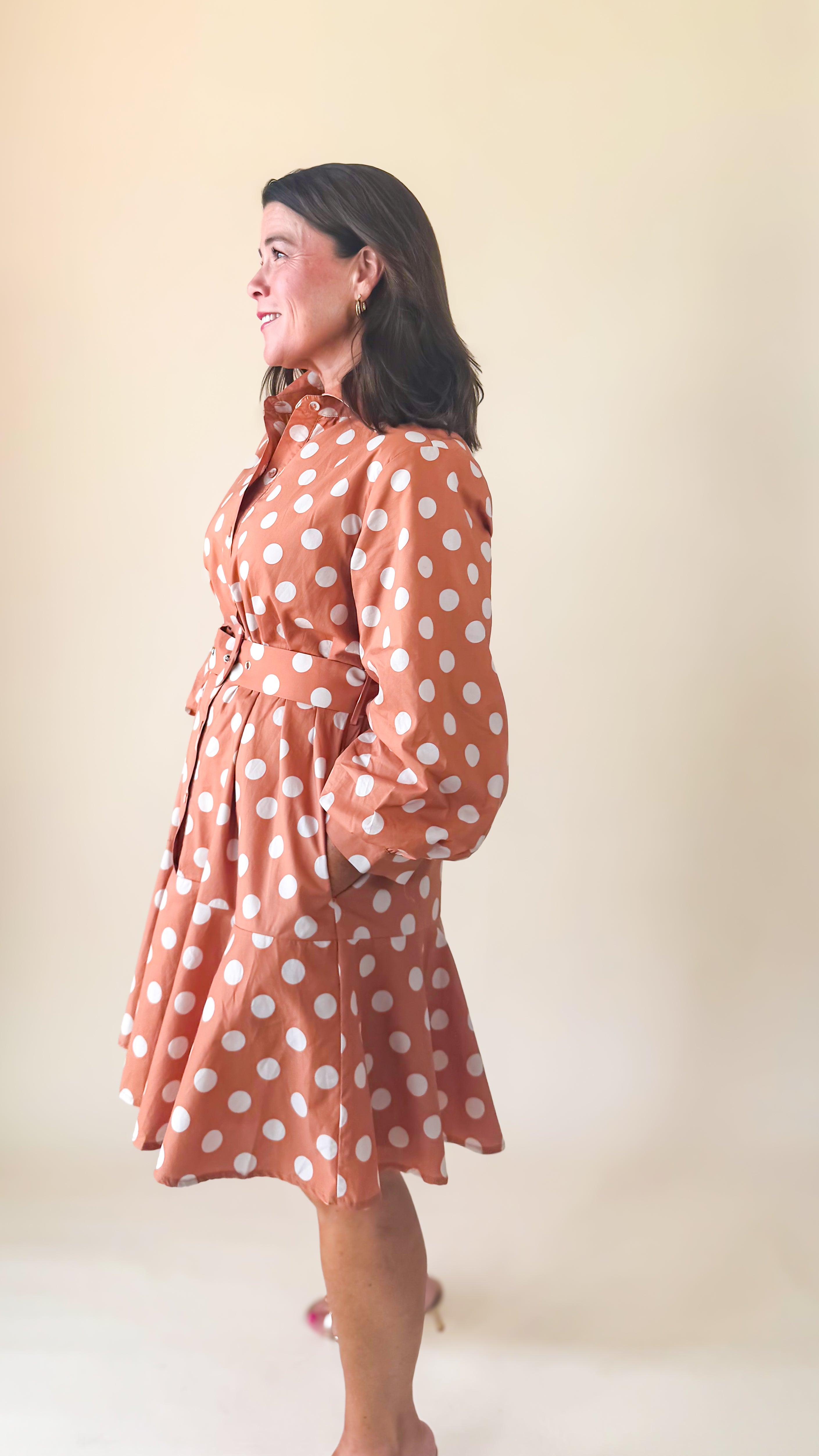 Patty Polka Dot Mini Dress/Pumpkin