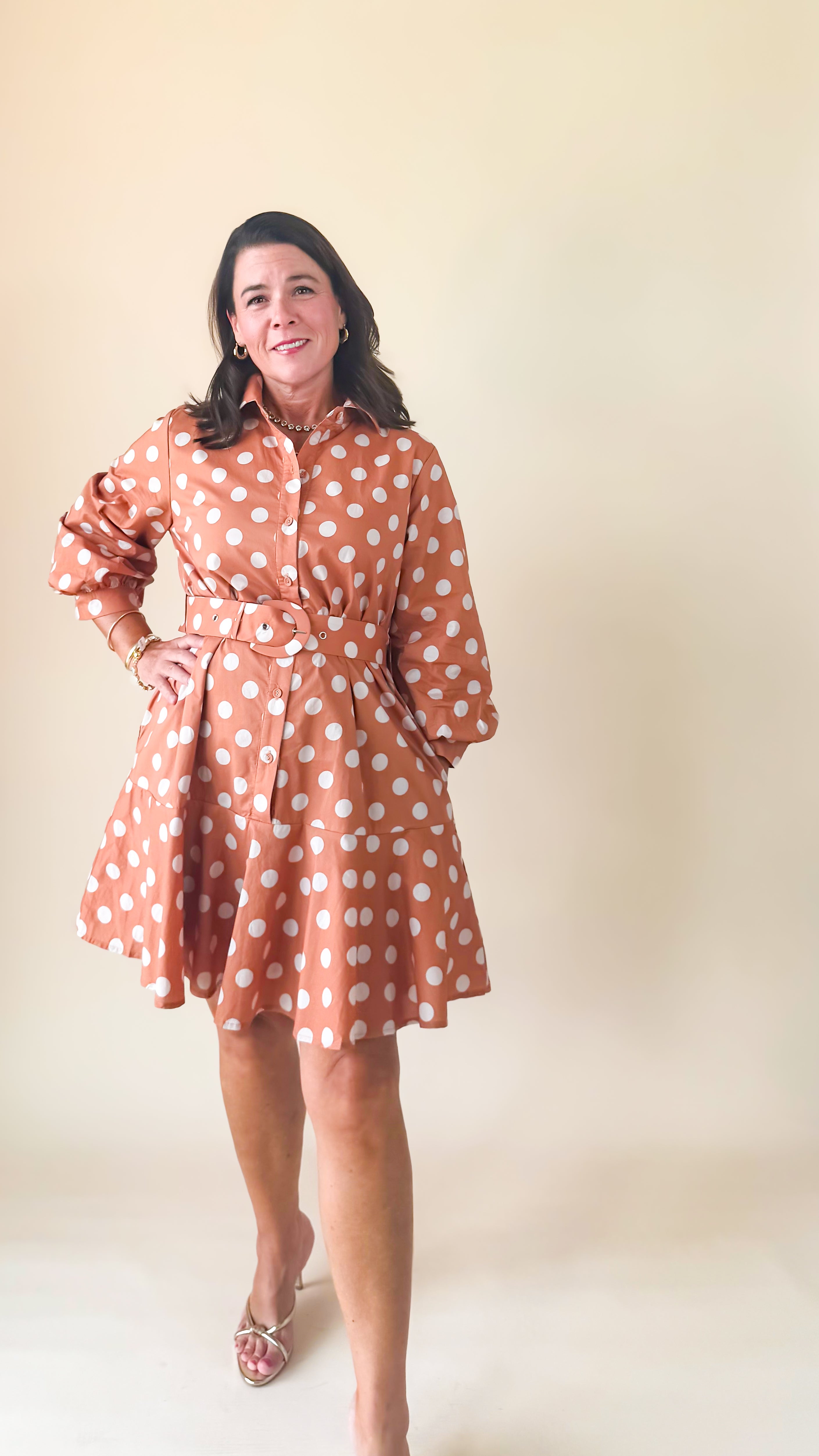 Patty Polka Dot Mini Dress/Pumpkin