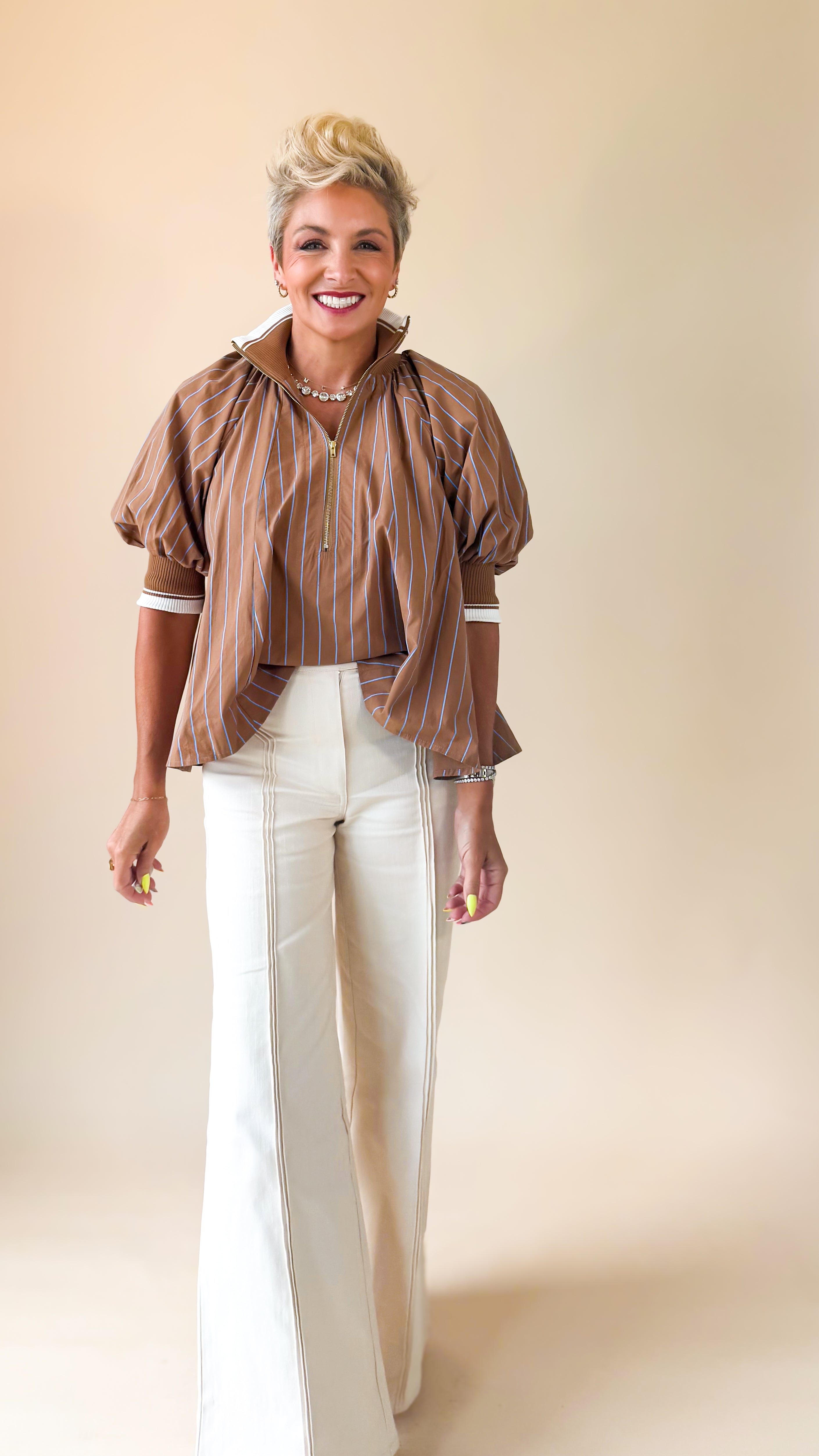 Monaco Zip Blouse/Camel