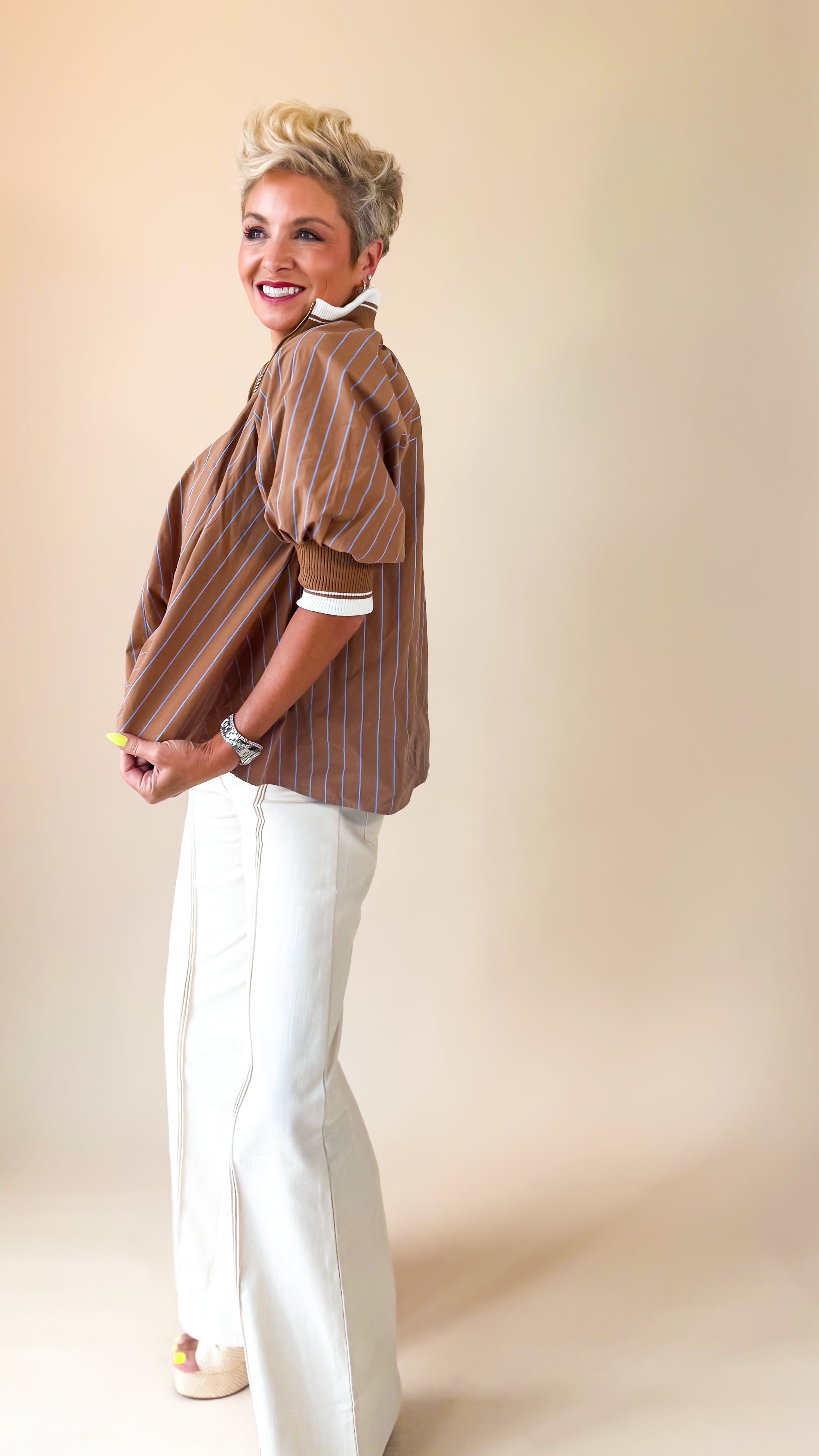 Monaco Zip Blouse/Camel