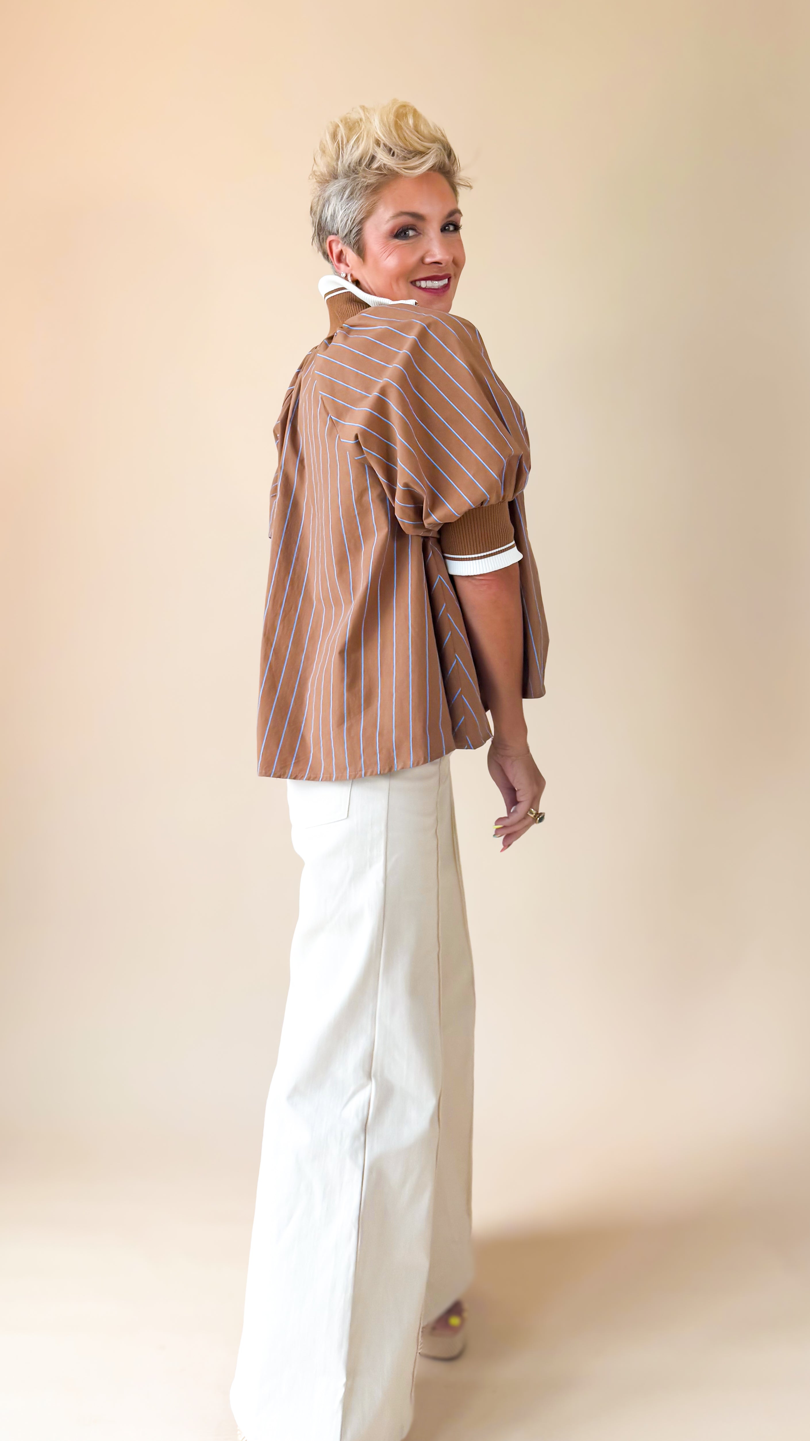 Monaco Zip Blouse/Camel